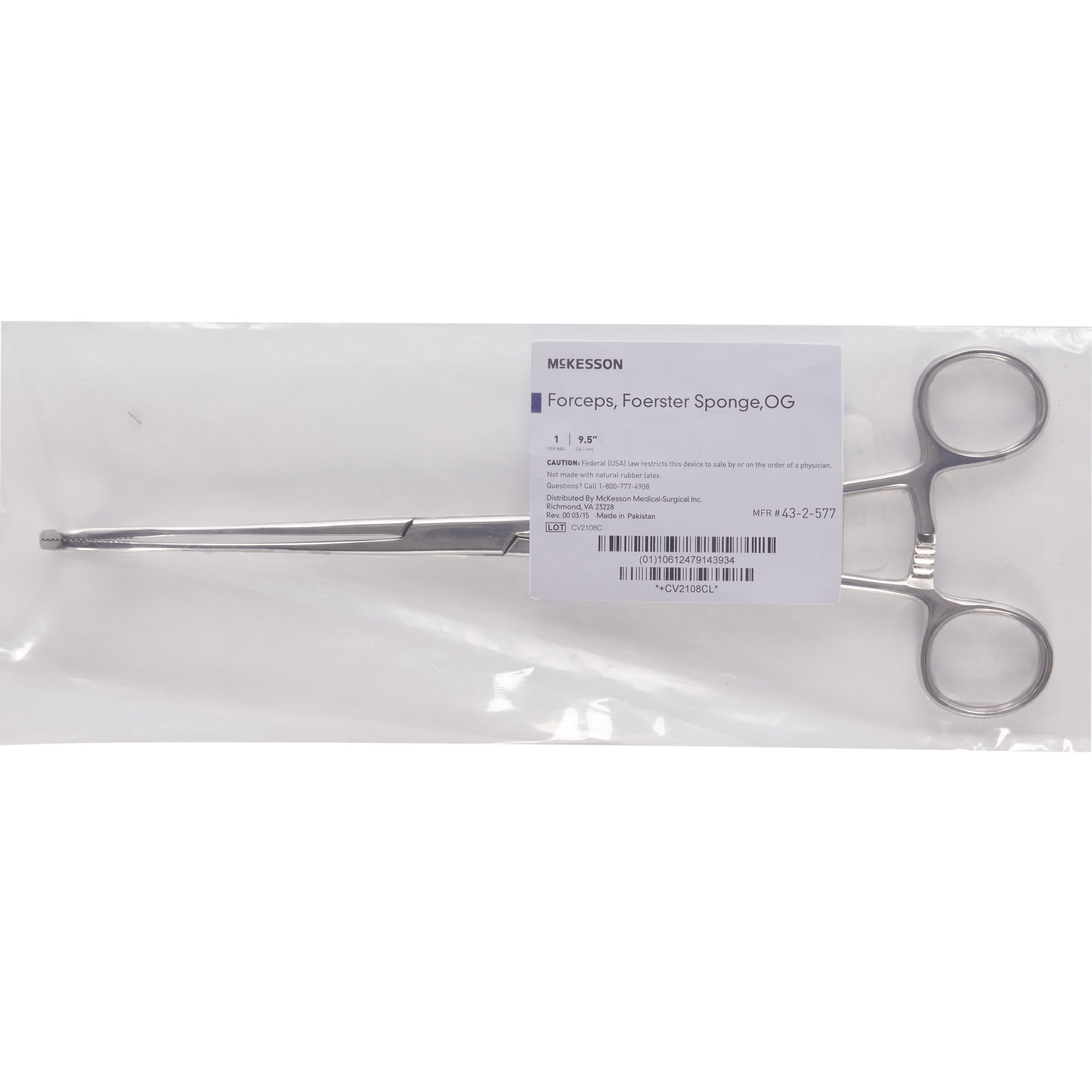 McKesson Brand 43-2-577 - McKesson Sponge Forceps - 1/Each