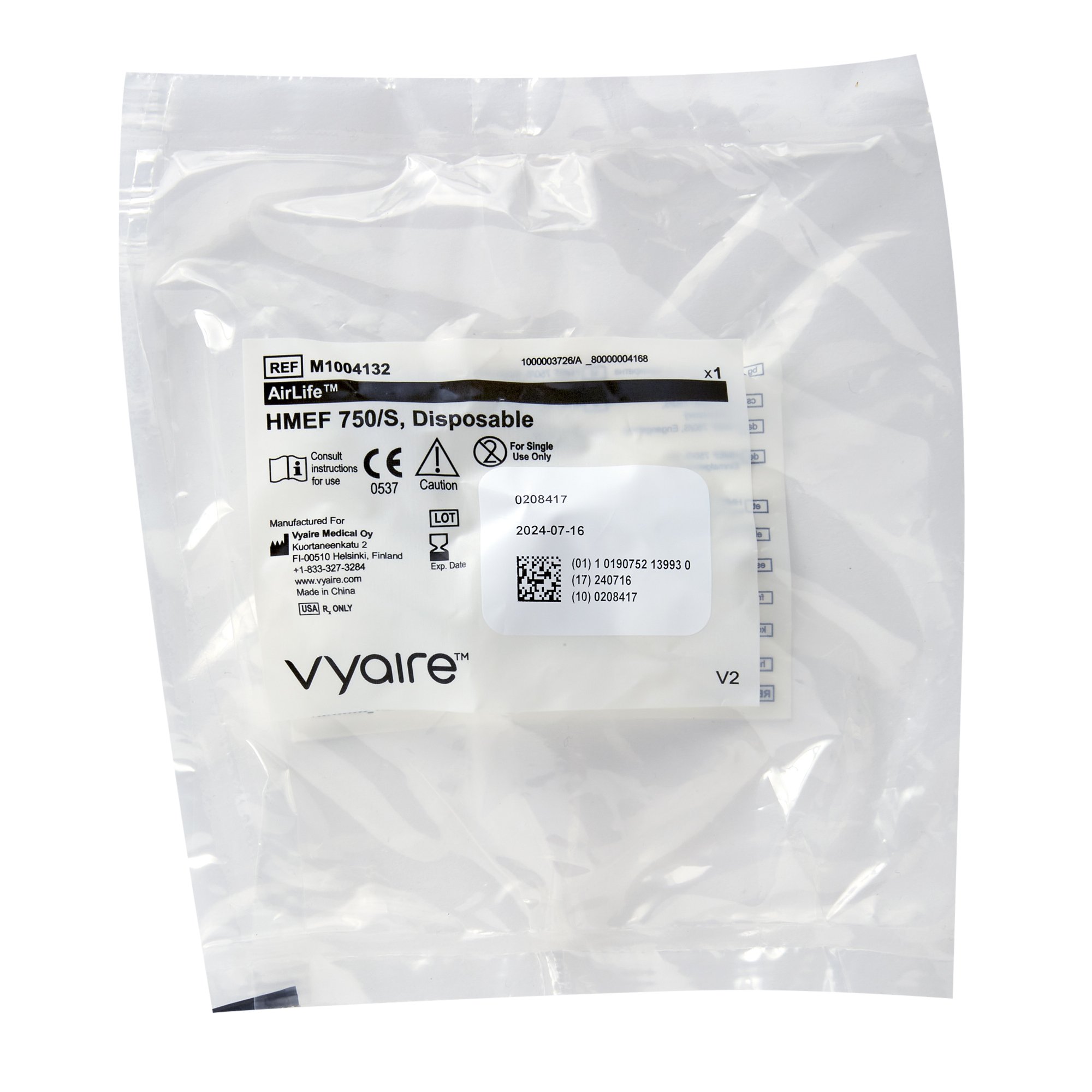 Sun Med M1004132 - AirLife® HMEF 750/S Filtered Heat and Moisture Exchanger - 1/Each, 50/Pack