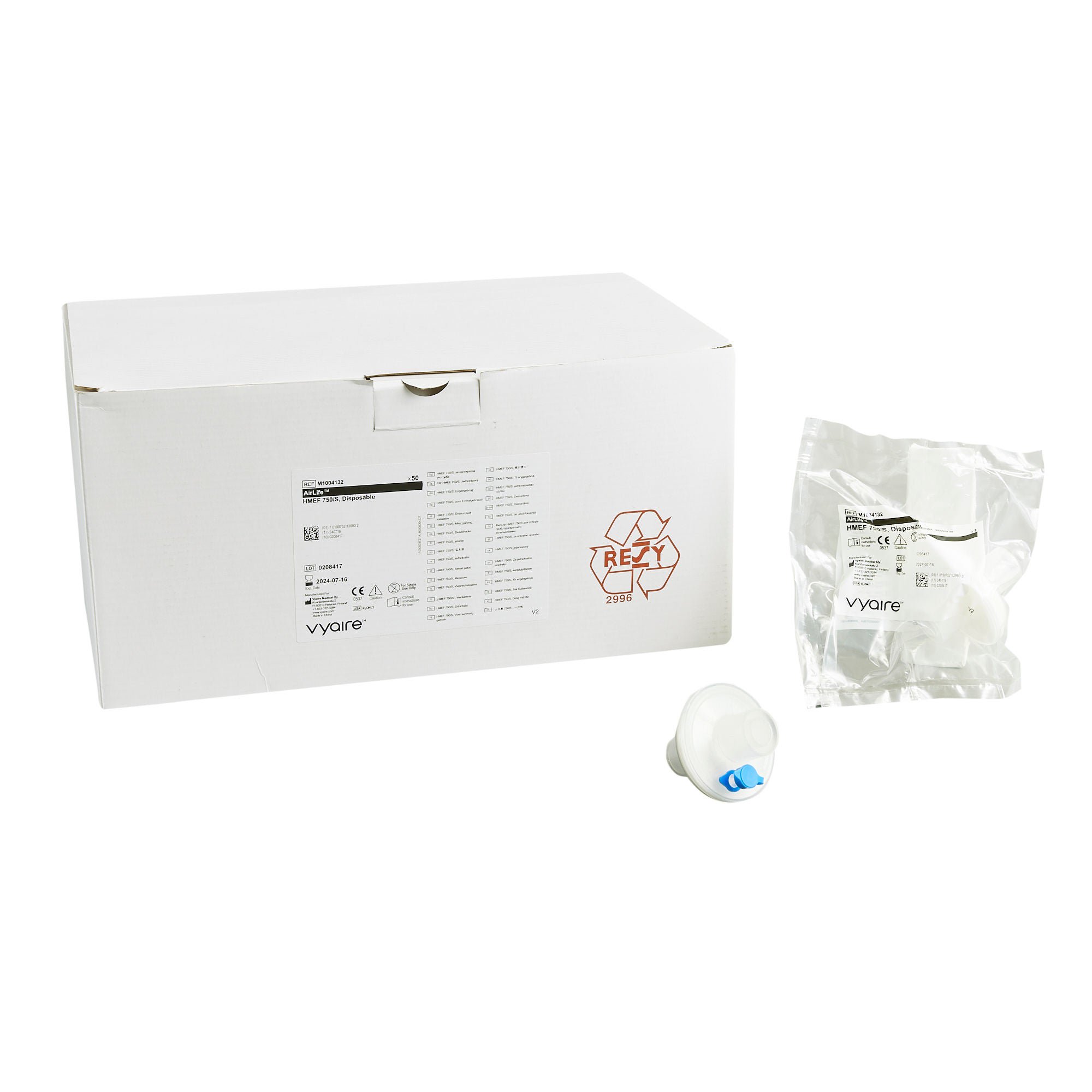 Sun Med - M1004132 AirLife® HMEF 750/S Filtered Heat and Moisture Exchanger