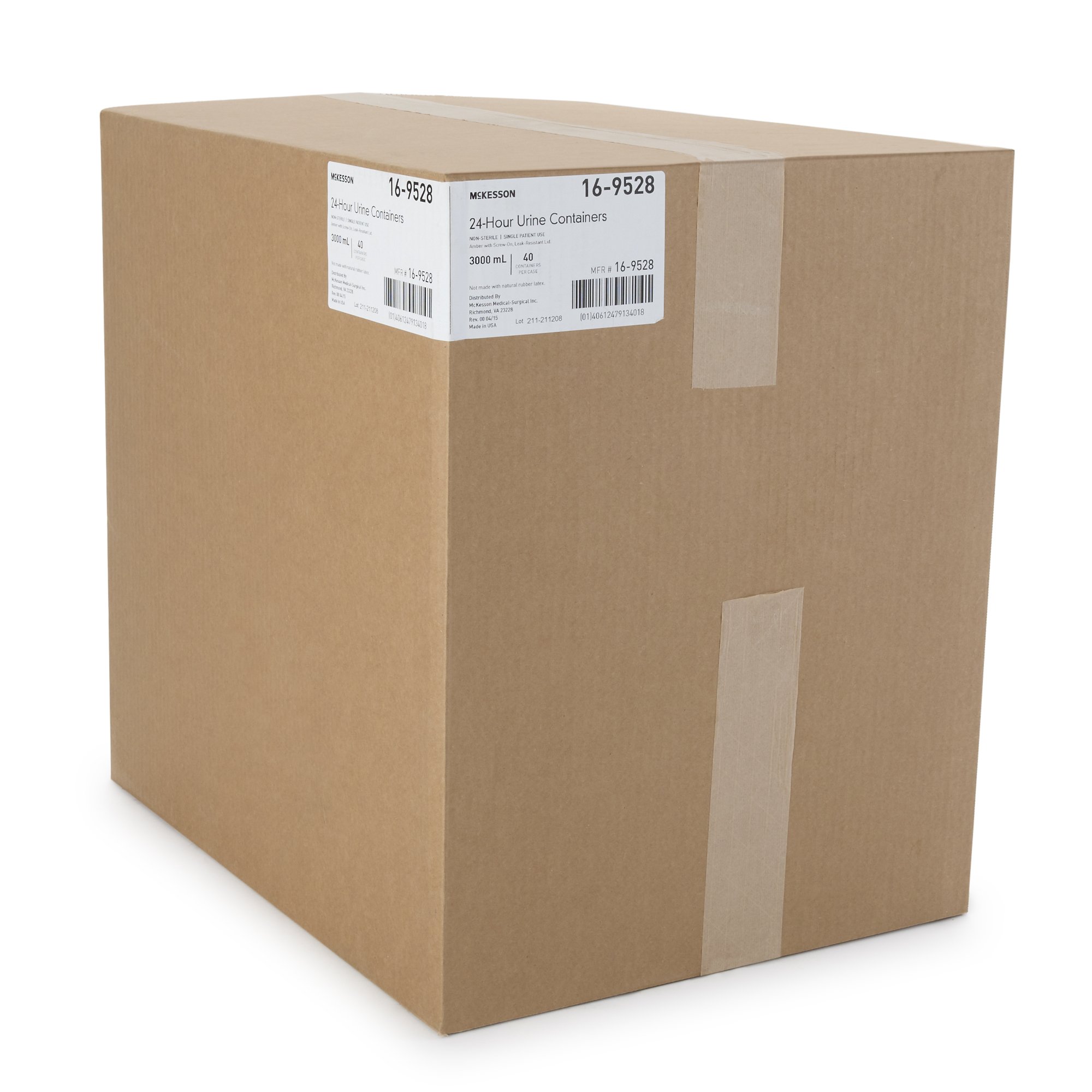 McKesson Brand 16-9528 - McKesson 24-Hour Urine Specimen Collection Container, 3,000 mL - 1/Each, 40/Case