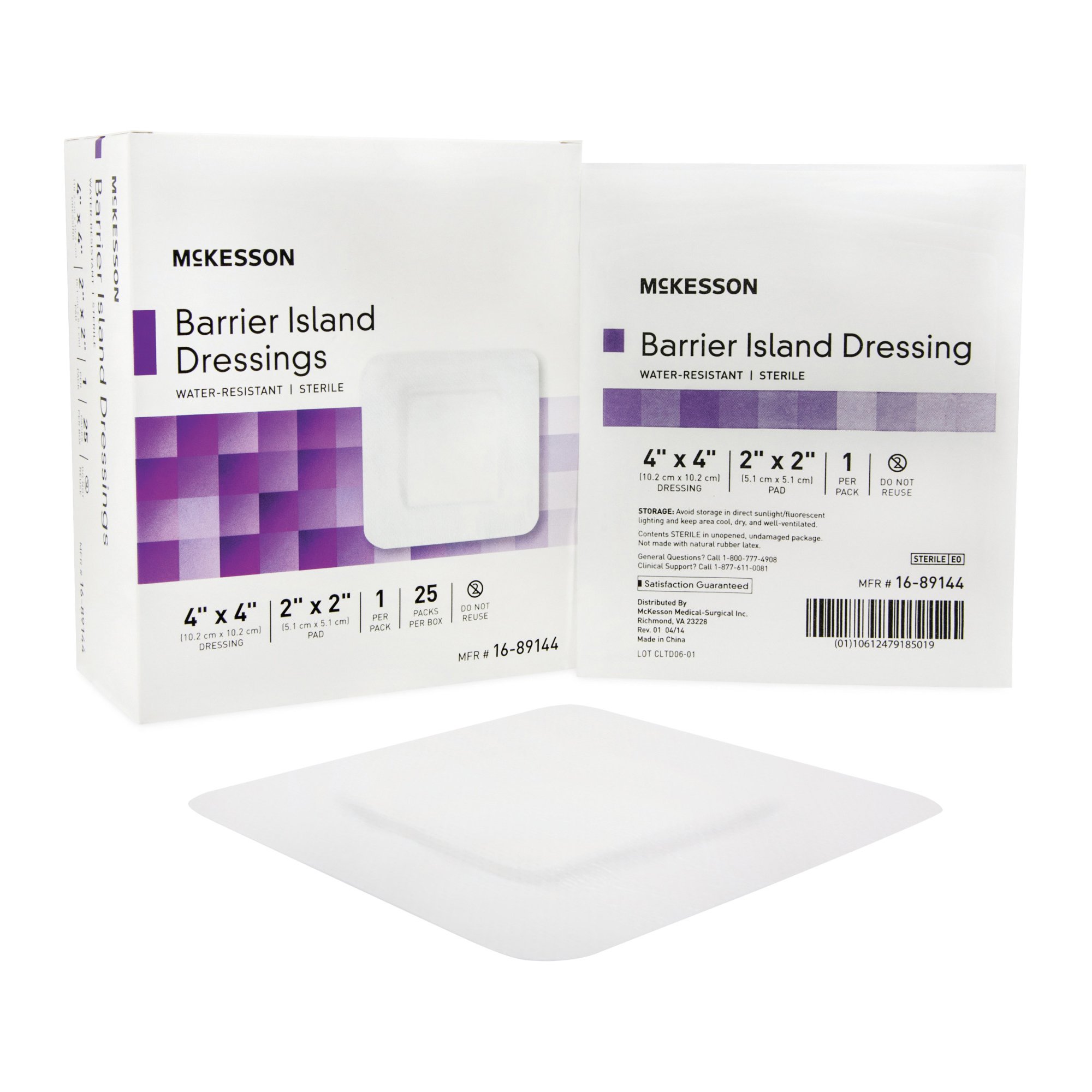 McKesson Brand 16-89144 - McKesson Composite Barrier Island Dressing, 4 x 4 Inch - 1/Each, 25/Box, 100/Case