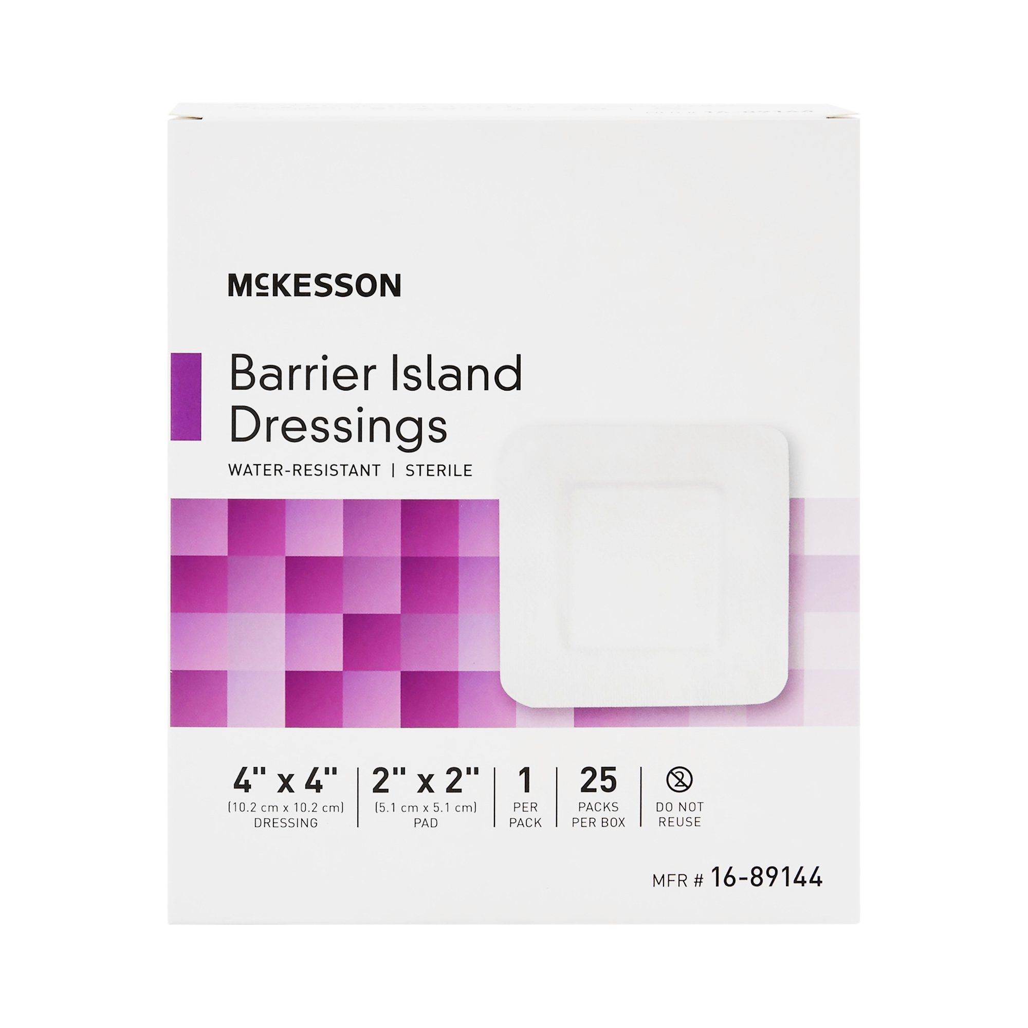 McKesson Brand 16-89144 - McKesson Composite Barrier Island Dressing, 4 x 4 Inch - 1/Each, 25/Box, 100/Case