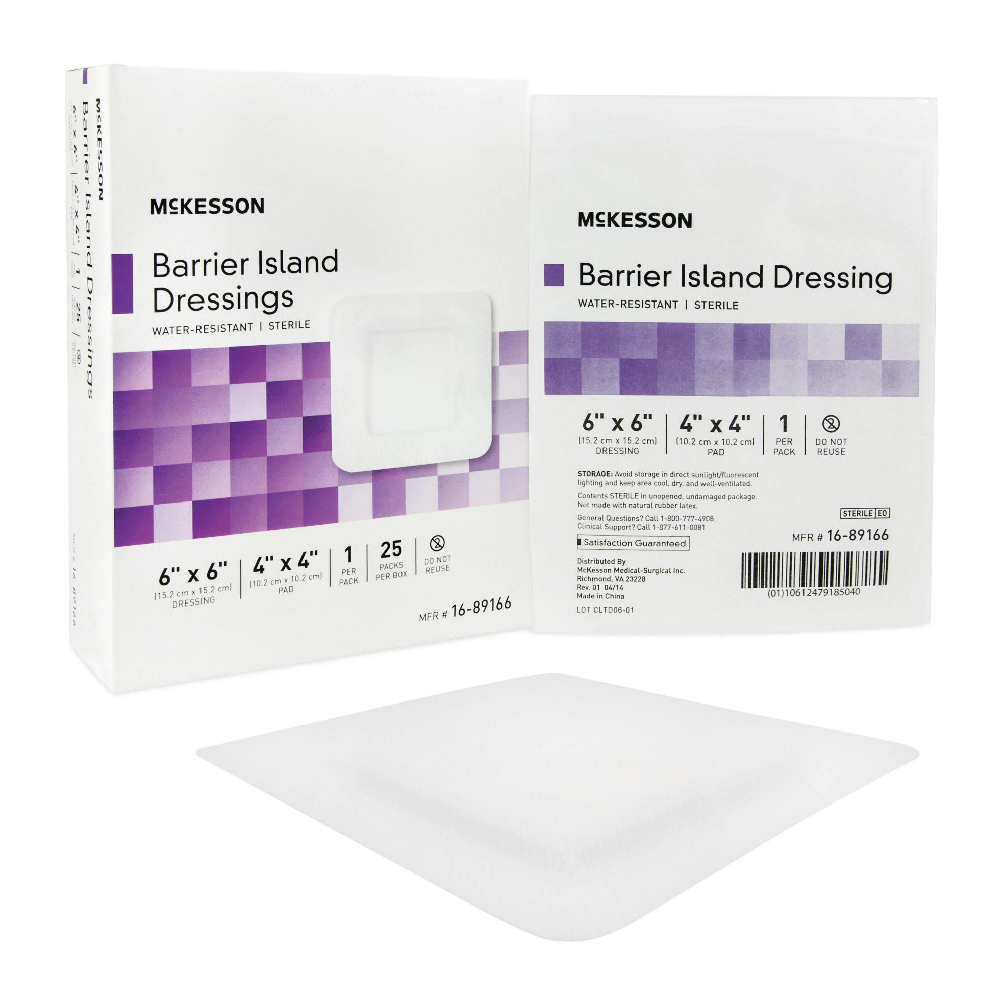 McKesson Brand 16-89166 - McKesson Composite Barrier Island Dressing, 6 x 6 Inch - 1/Each, 25/Box, 100/Case