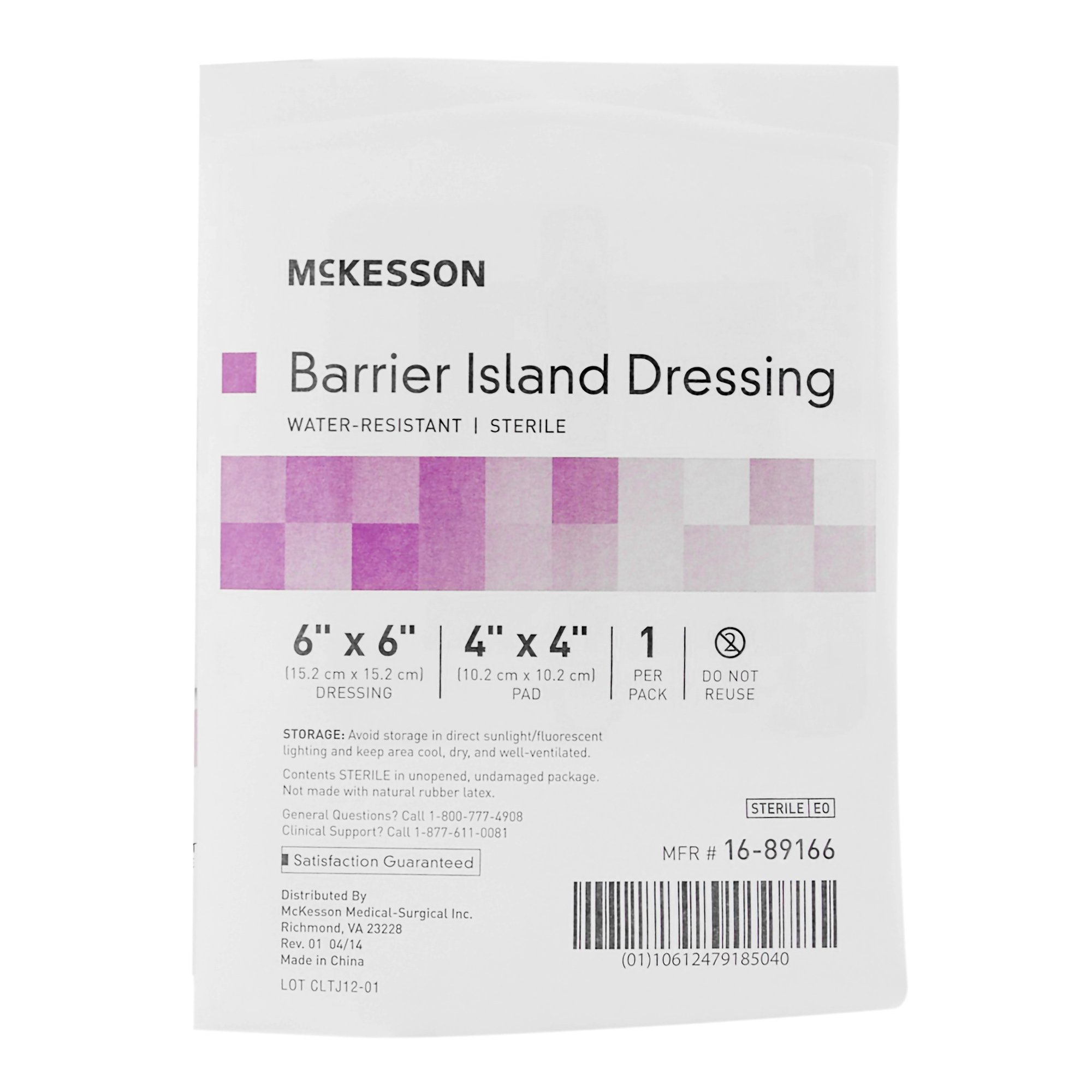 McKesson Brand 16-89166 - McKesson Composite Barrier Island Dressing, 6 x 6 Inch - 1/Each, 25/Box, 100/Case