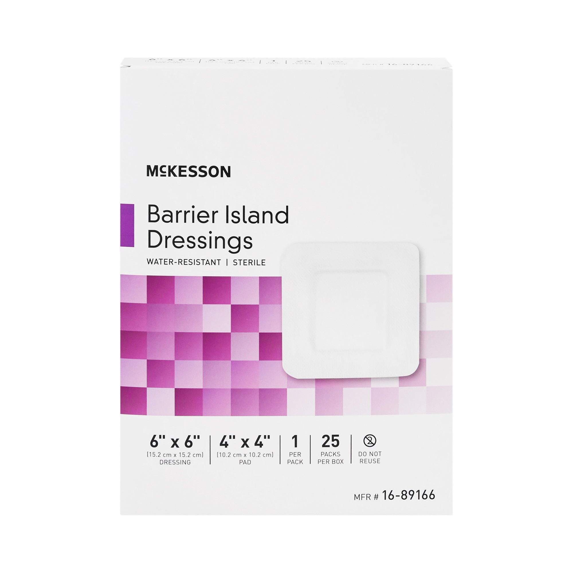 McKesson Brand 16-89166 - McKesson Composite Barrier Island Dressing, 6 x 6 Inch - 1/Each, 25/Box, 100/Case