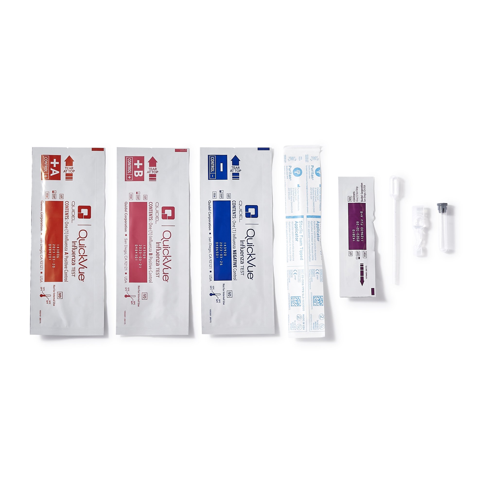 Quidel 20183 - QuickVue® Influenza A + B Infectious Disease Immunoassay Respiratory Test Kit - 25/Kit, 250/Case