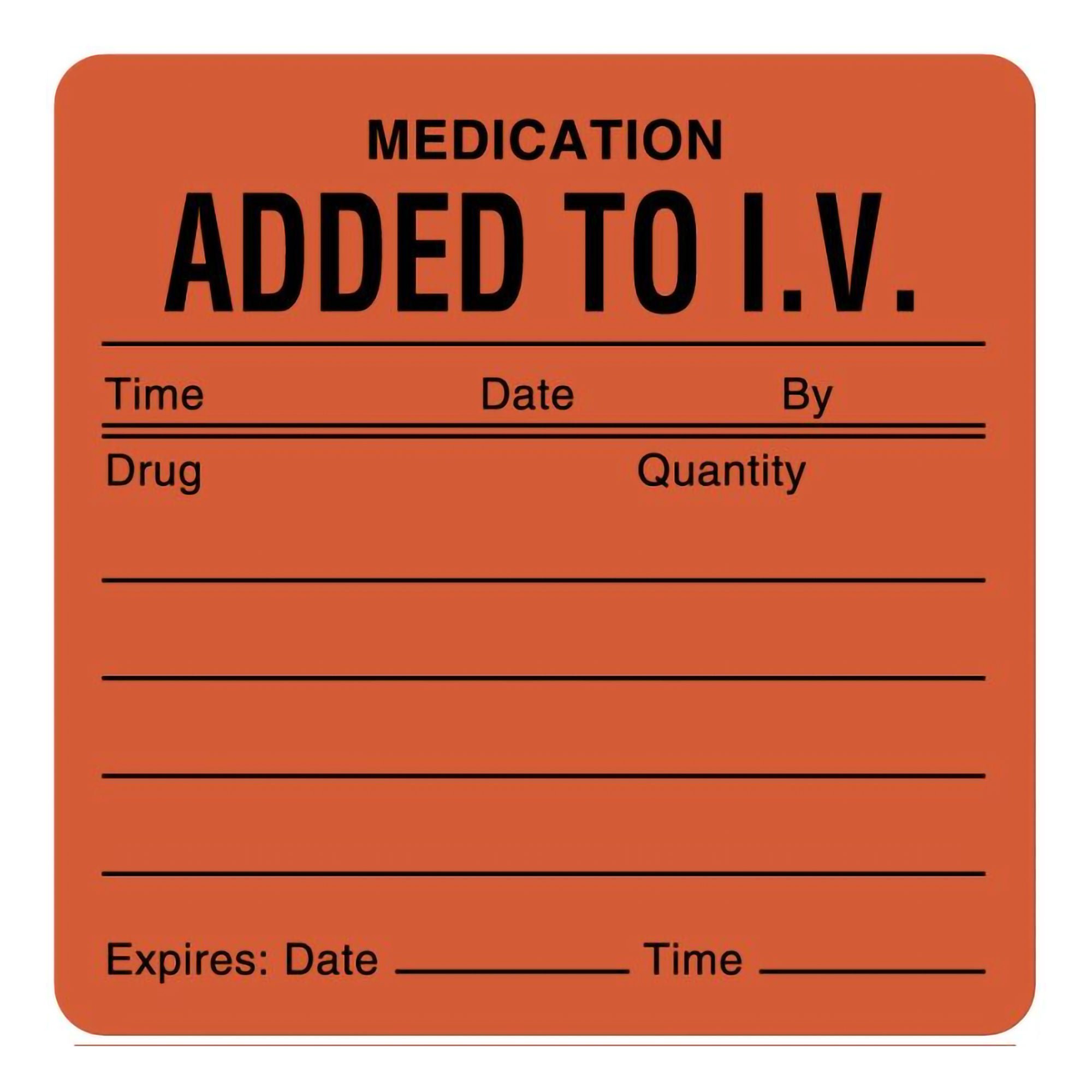 United Ad Label - ULHH207 UAL™ Pre-Printed "Medication Added to I.V." Label