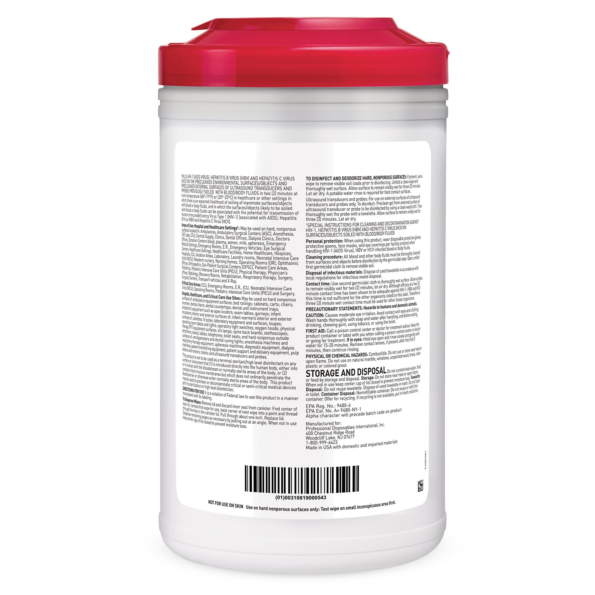 Professional Disposables Q85084 - Sani-Cloth Plus Germicidal Wipe Disinfectant Cleaner, 7.5 x 15 Inch - 65/Box, 390/Case