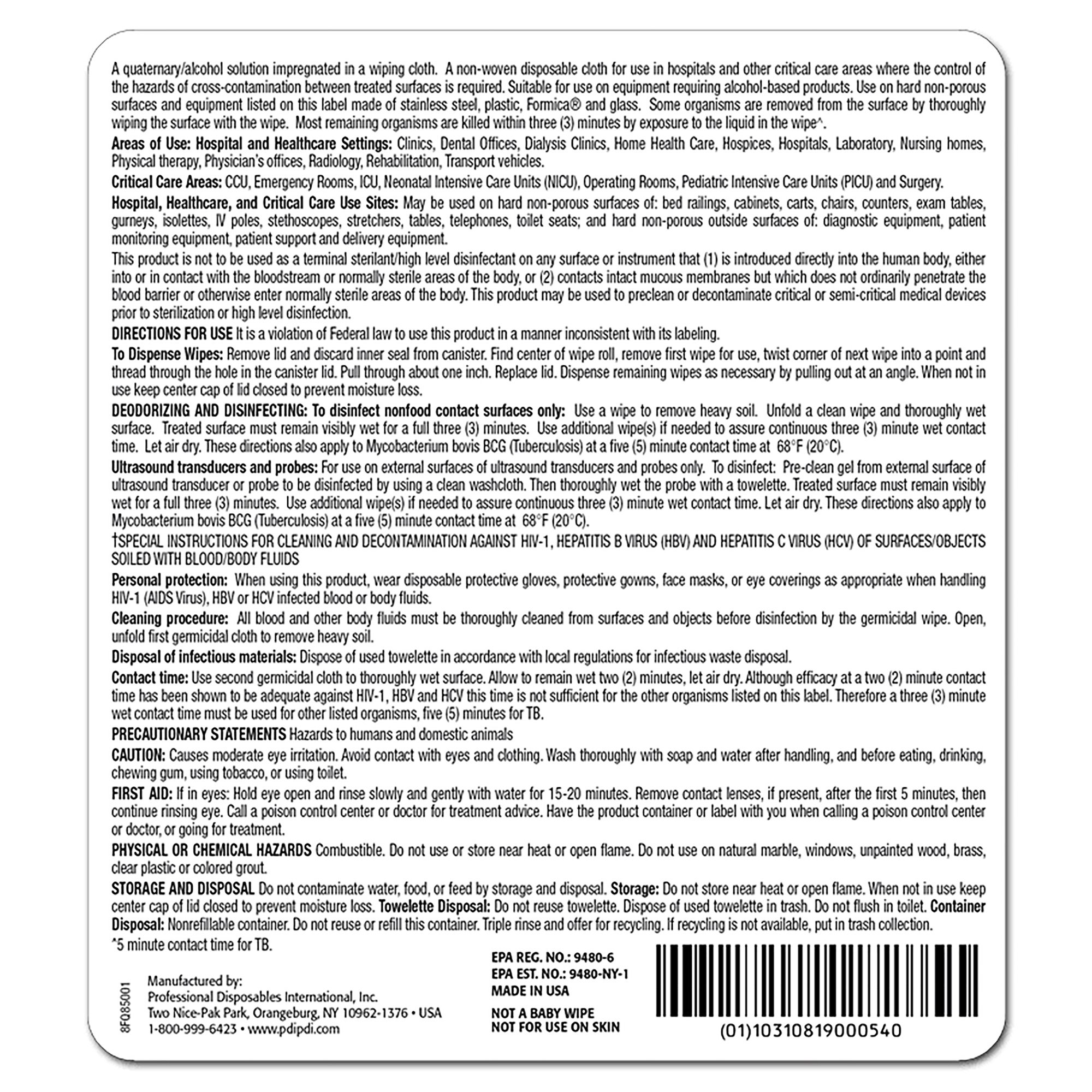 Professional Disposables Q85084 - Sani-Cloth Plus Germicidal Wipe Disinfectant Cleaner, 7.5 x 15 Inch - 65/Box, 390/Case