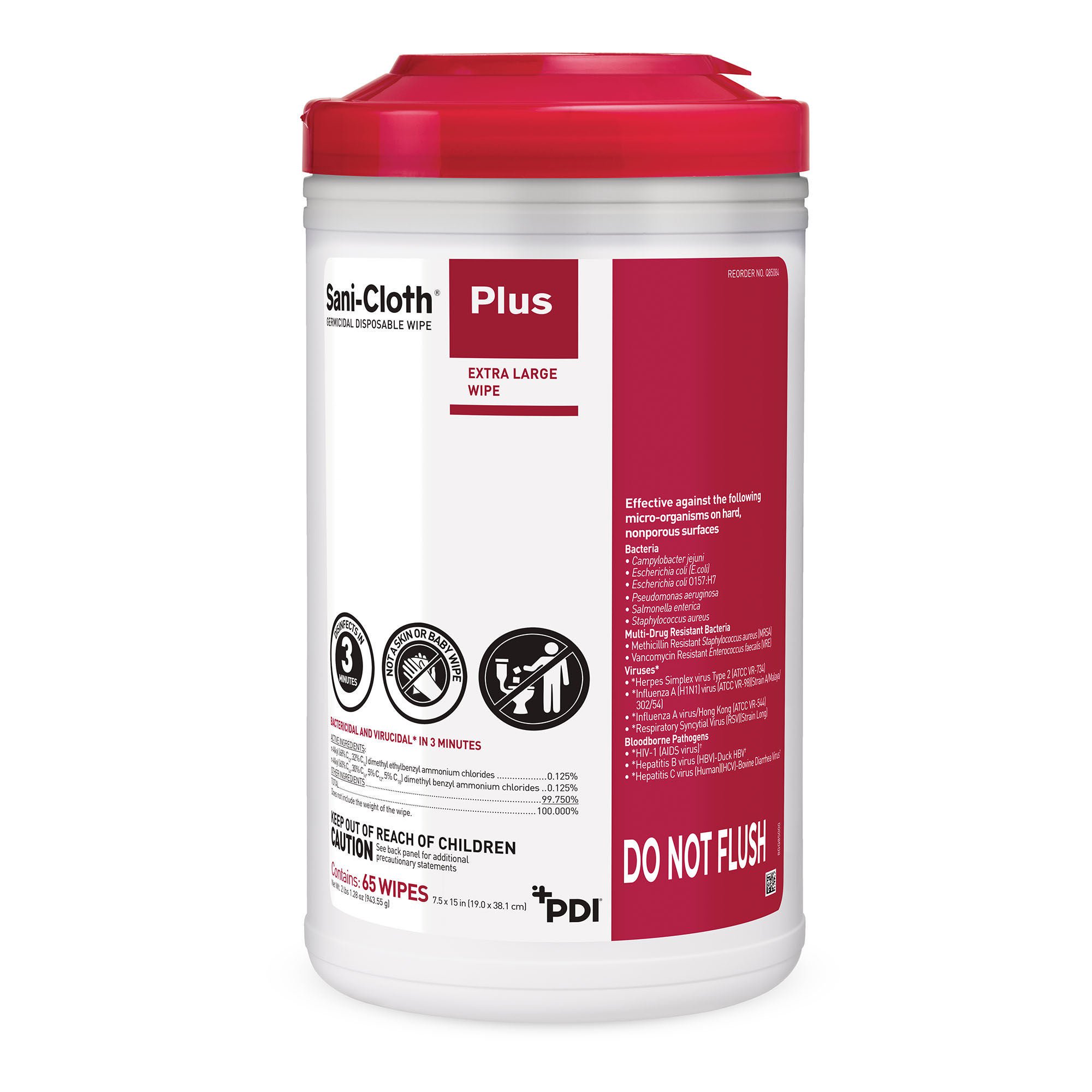Professional Disposables - Q85084 Sani-Cloth Plus Germicidal Wipe Disinfectant Cleaner