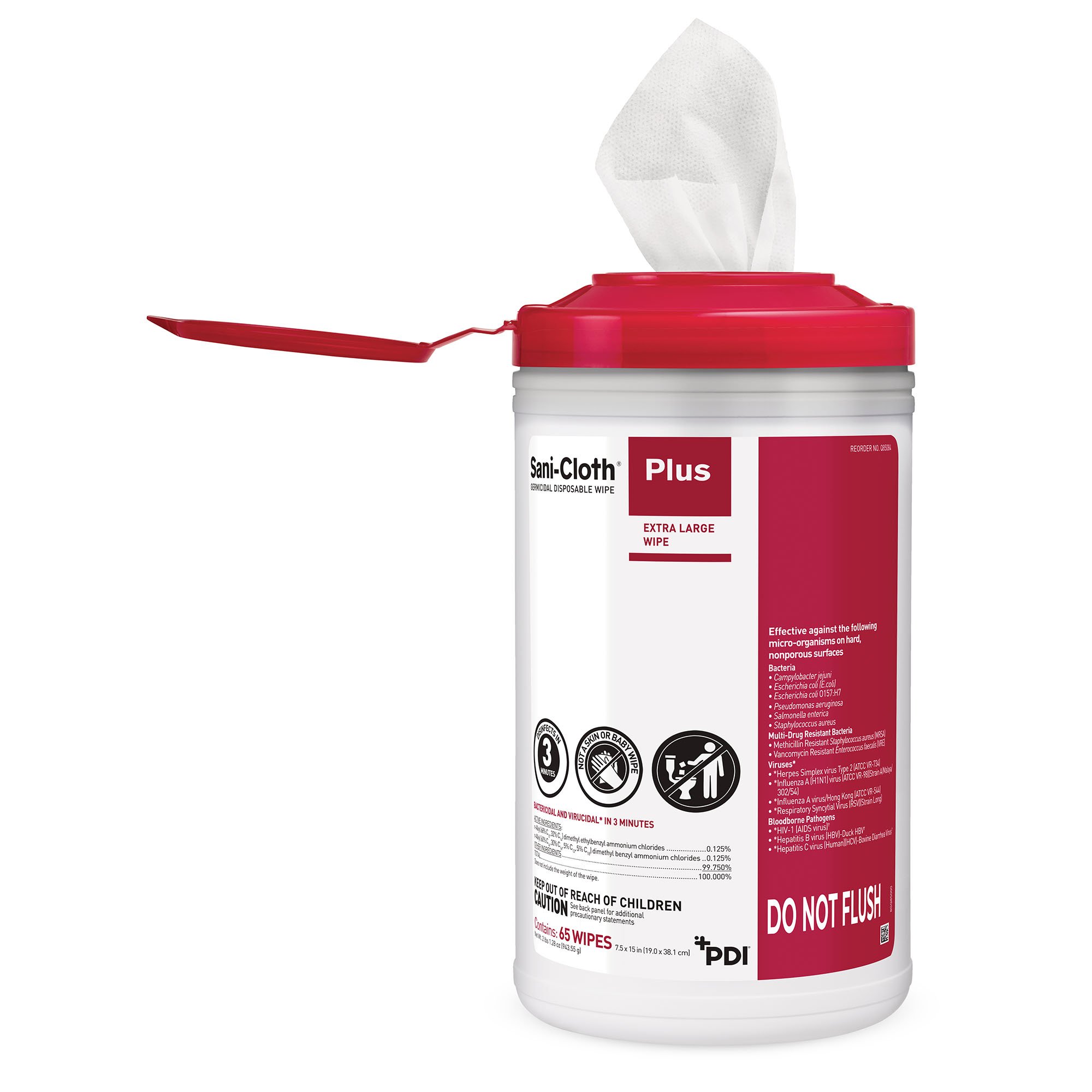Professional Disposables Q85084 - Sani-Cloth Plus Germicidal Wipe Disinfectant Cleaner, 7.5 x 15 Inch - 65/Box, 390/Case