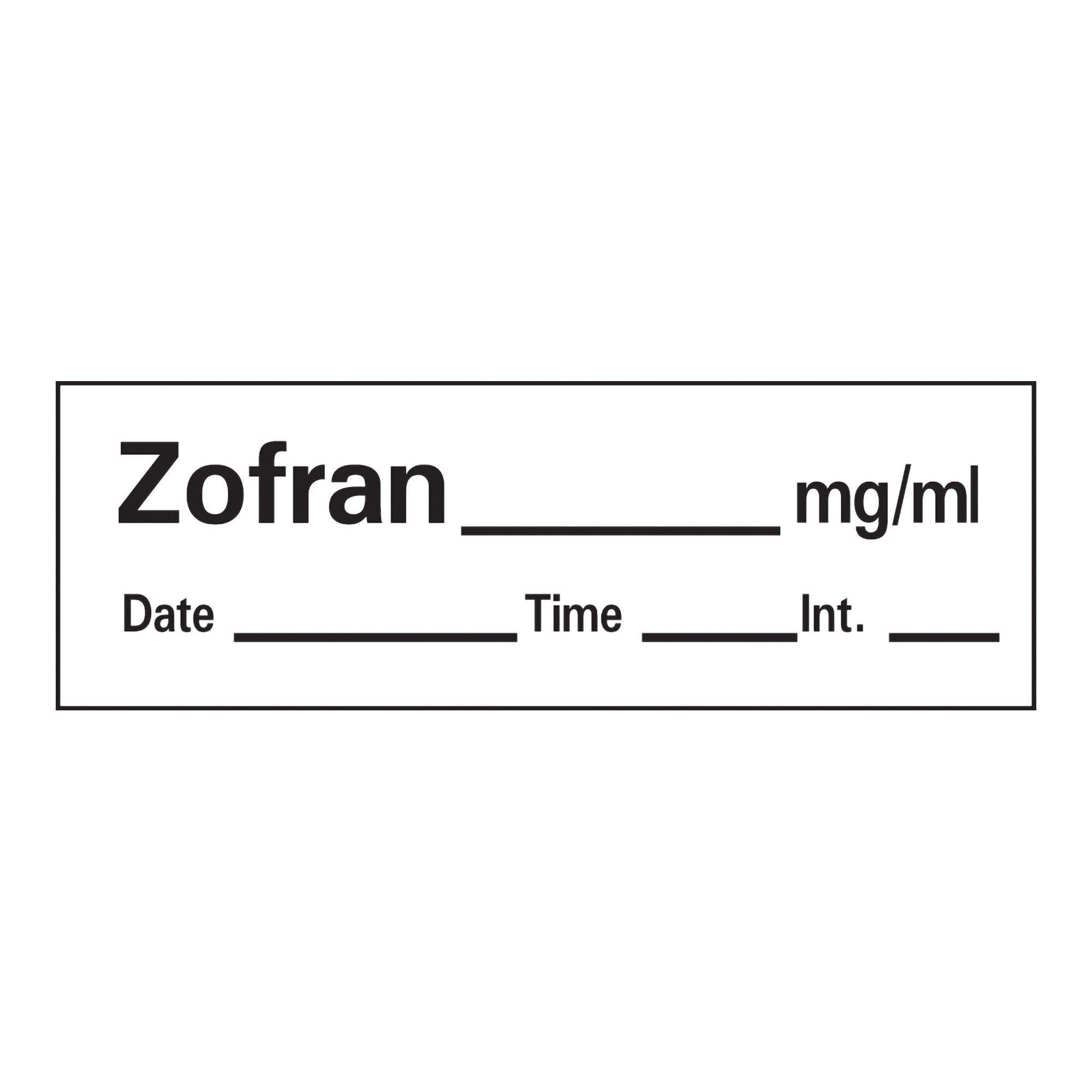 PDC Healthcare - AN-58 Barkley® Zofran_mg/mL Date_Time_Int_ Anesthesia Label Tape