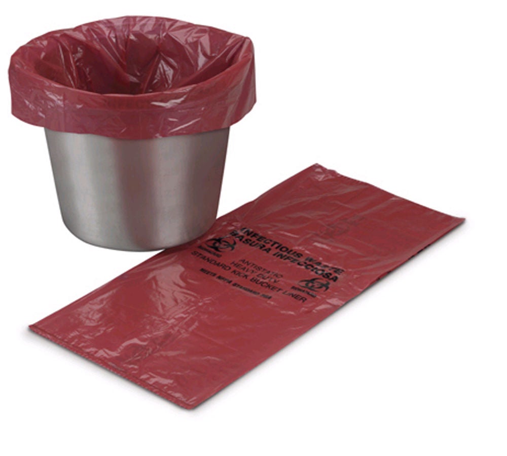Medegen Medical Products LLC - 50-04 Kick Bucket Waste Bag Biohazard Symbol / Infectious Waste 7 gal. Red 16 X 18 Inch