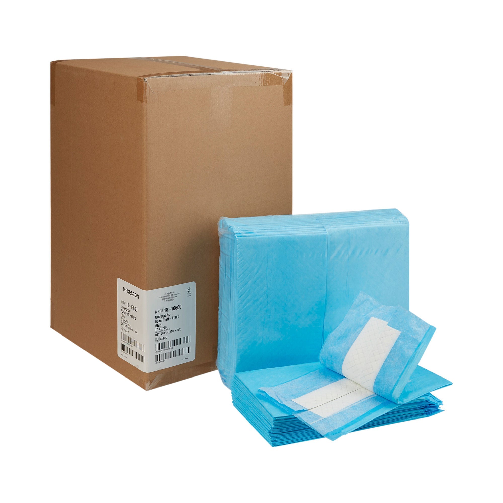 McKesson Brand - 18-16660 Disposable Underpad McKesson 17 X 22 Inch Fluff Light Absorbency
