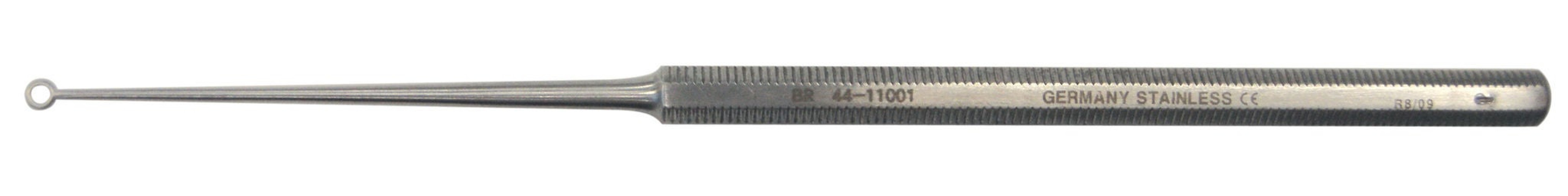 BR Surgical - BR44-11001 Ear Curette BR Surgical Buck 6-1/2 Inch Length Octagonal Handle Size 1 Tip Straight Fenestrated Round Tip