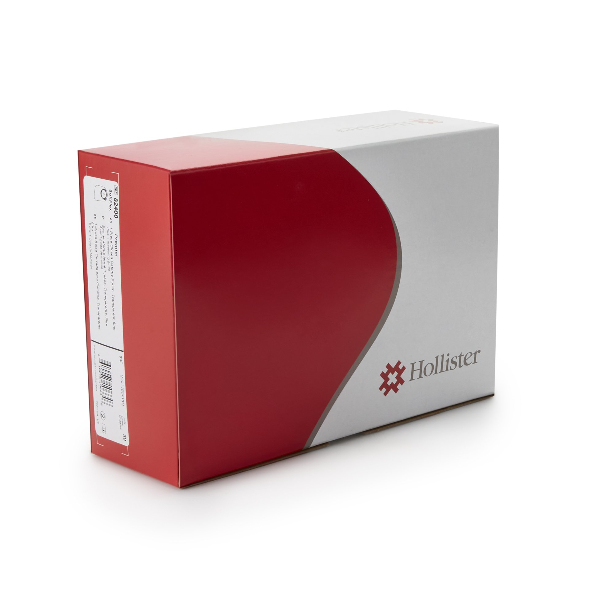 Hollister 82400 - Premier™ 1-Piece Transparent Colostomy Pouch, Cut to Fit Stomas up to 55 mm - 30/Box