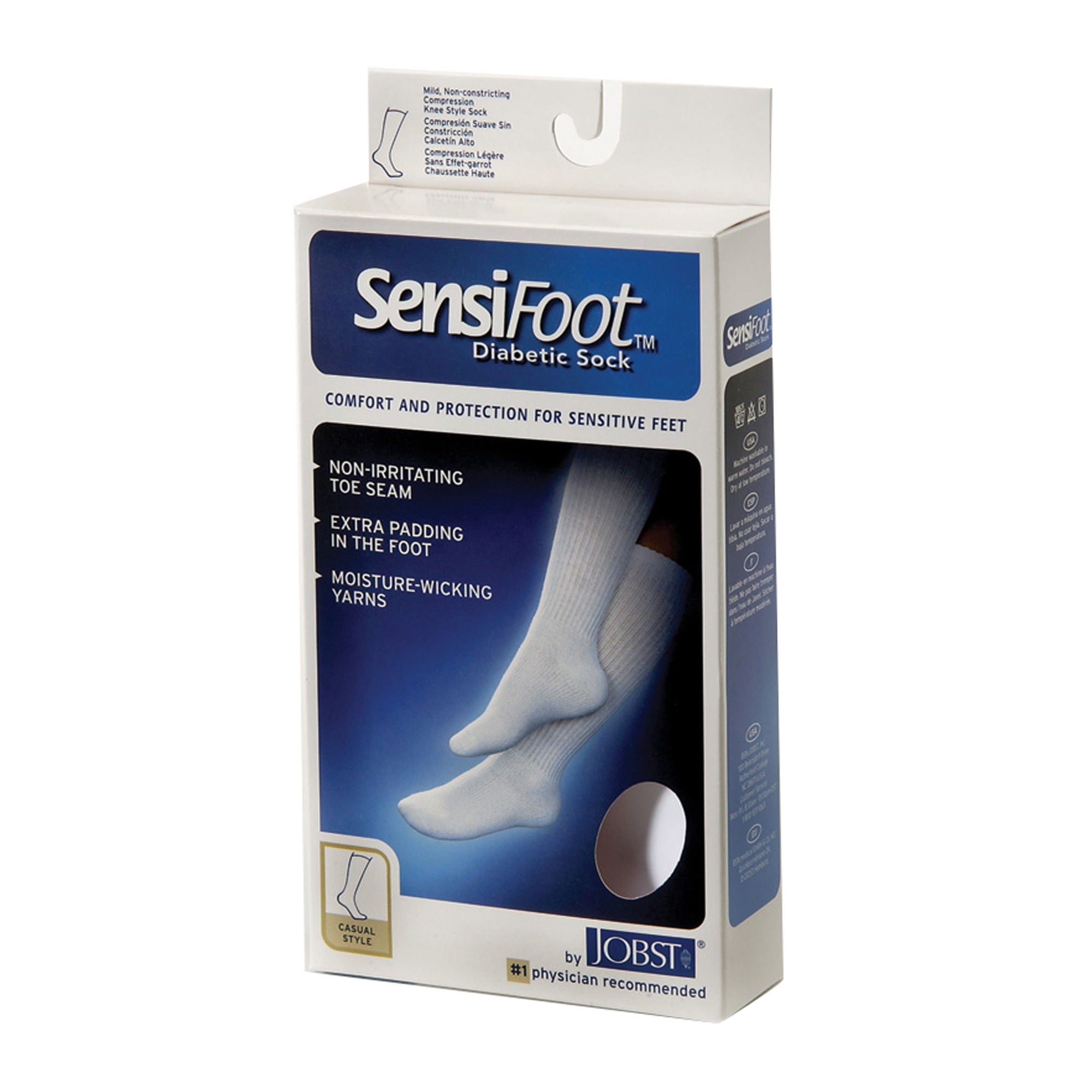 BSN Medical - 110832 Diabetic Compression Socks JOBST® Sensifoot™ Knee High Medium White Closed Toe