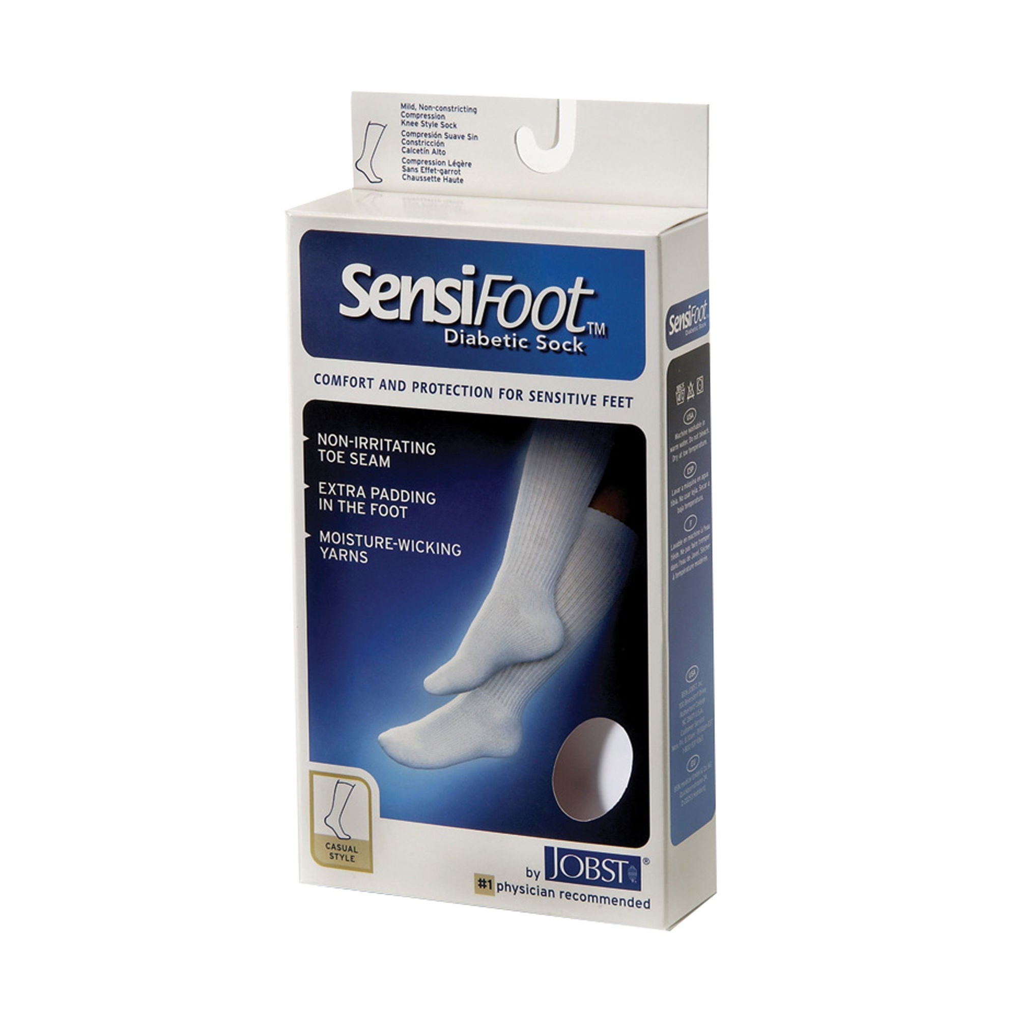 BSN Medical - 110833 Diabetic Compression Socks JOBST® Sensifoot™ Knee High Large White Closed Toe