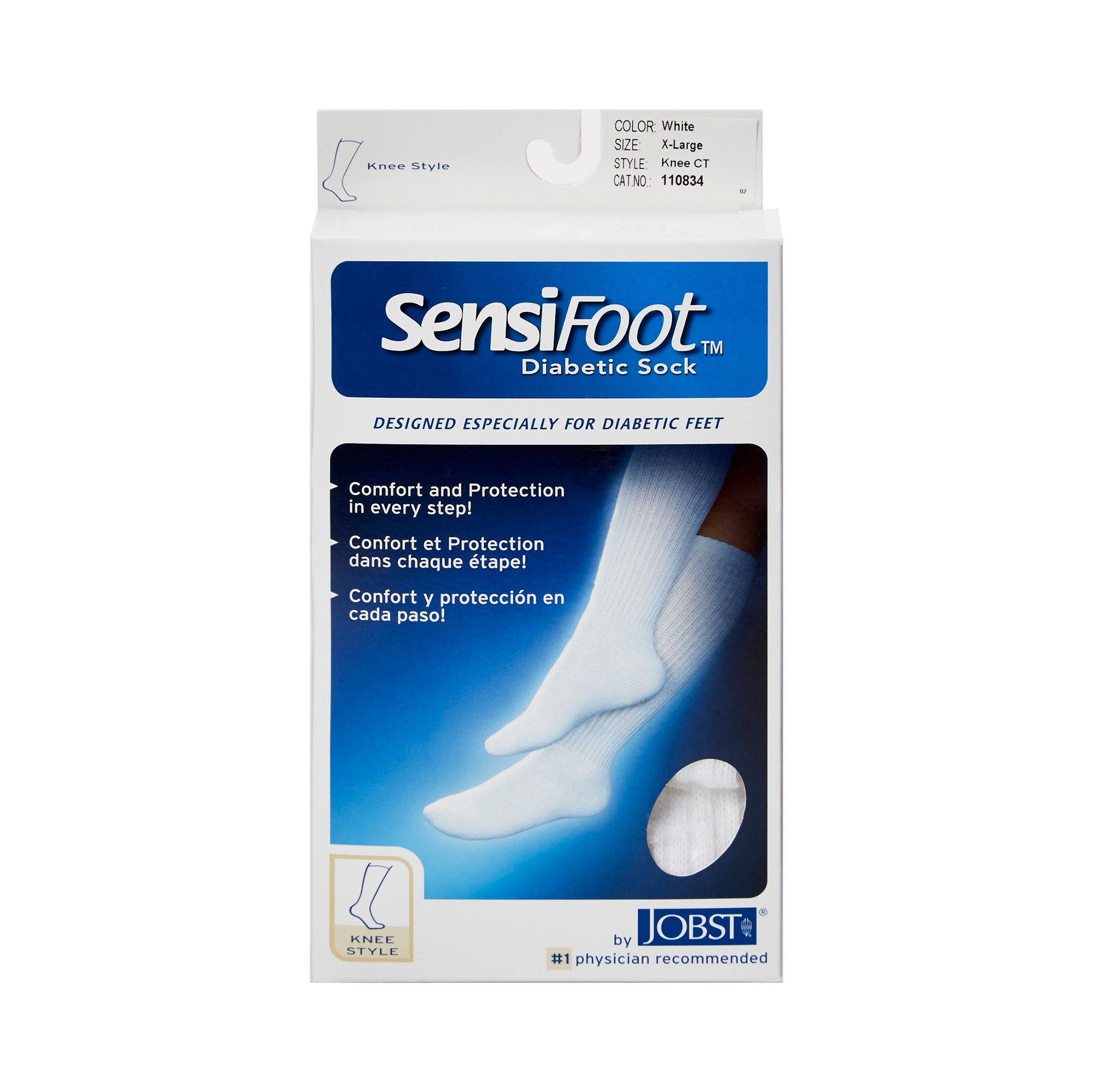 BSN Medical - 110834 Diabetic Compression Socks JOBST® Sensifoot™ Knee High X-Large White Closed Toe