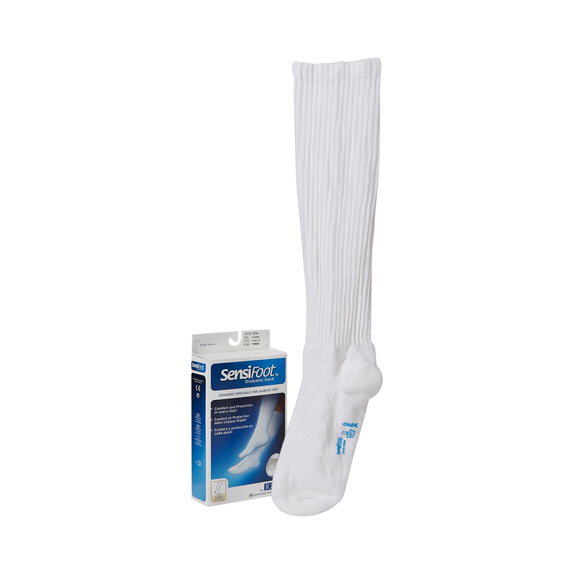 BSN Medical - 110834 Diabetic Compression Socks JOBST® Sensifoot™ Knee High X-Large White Closed Toe