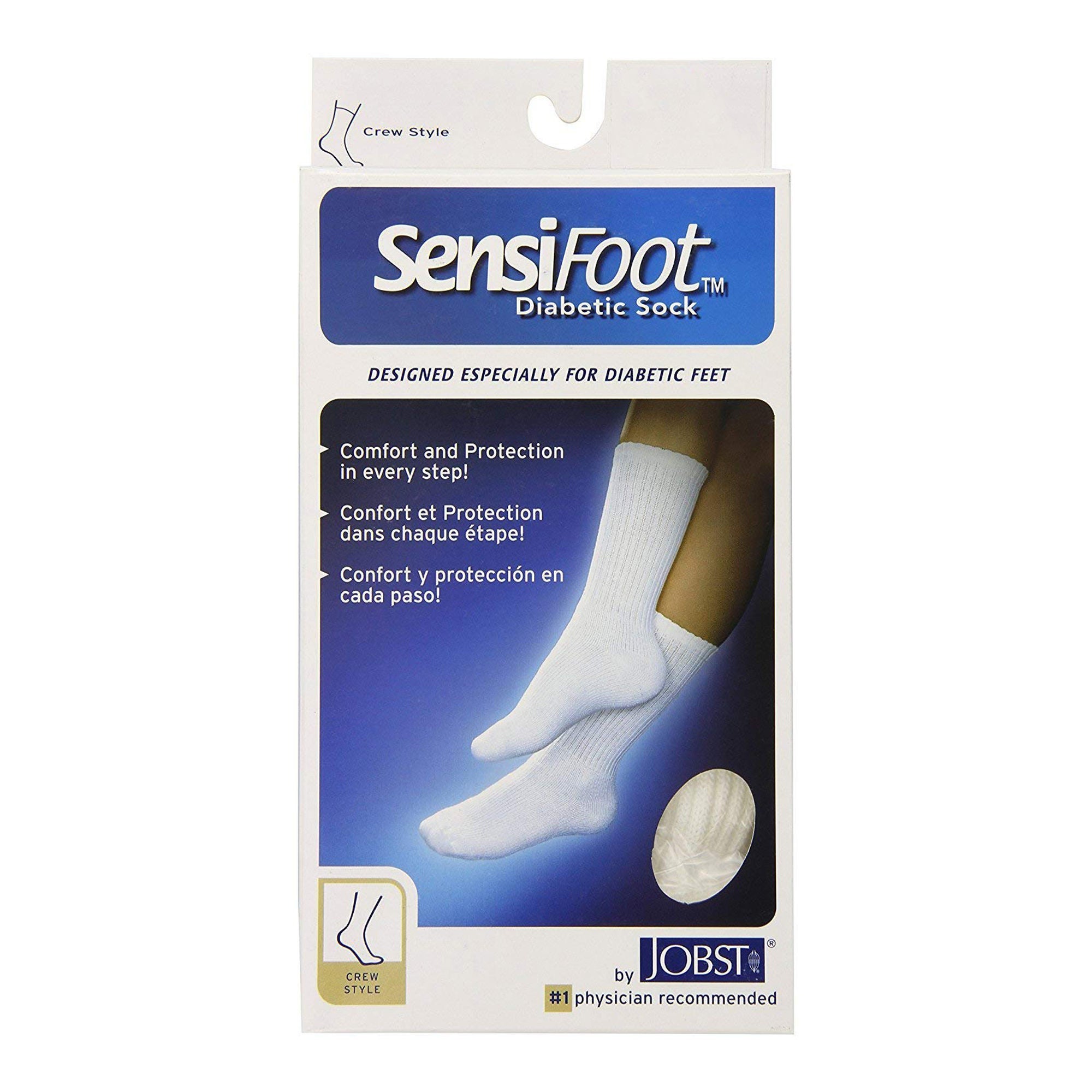 BSN Medical - 110838 Diabetic Compression Socks Jobst® Sensifoot™ Crew Large White Closed Toe