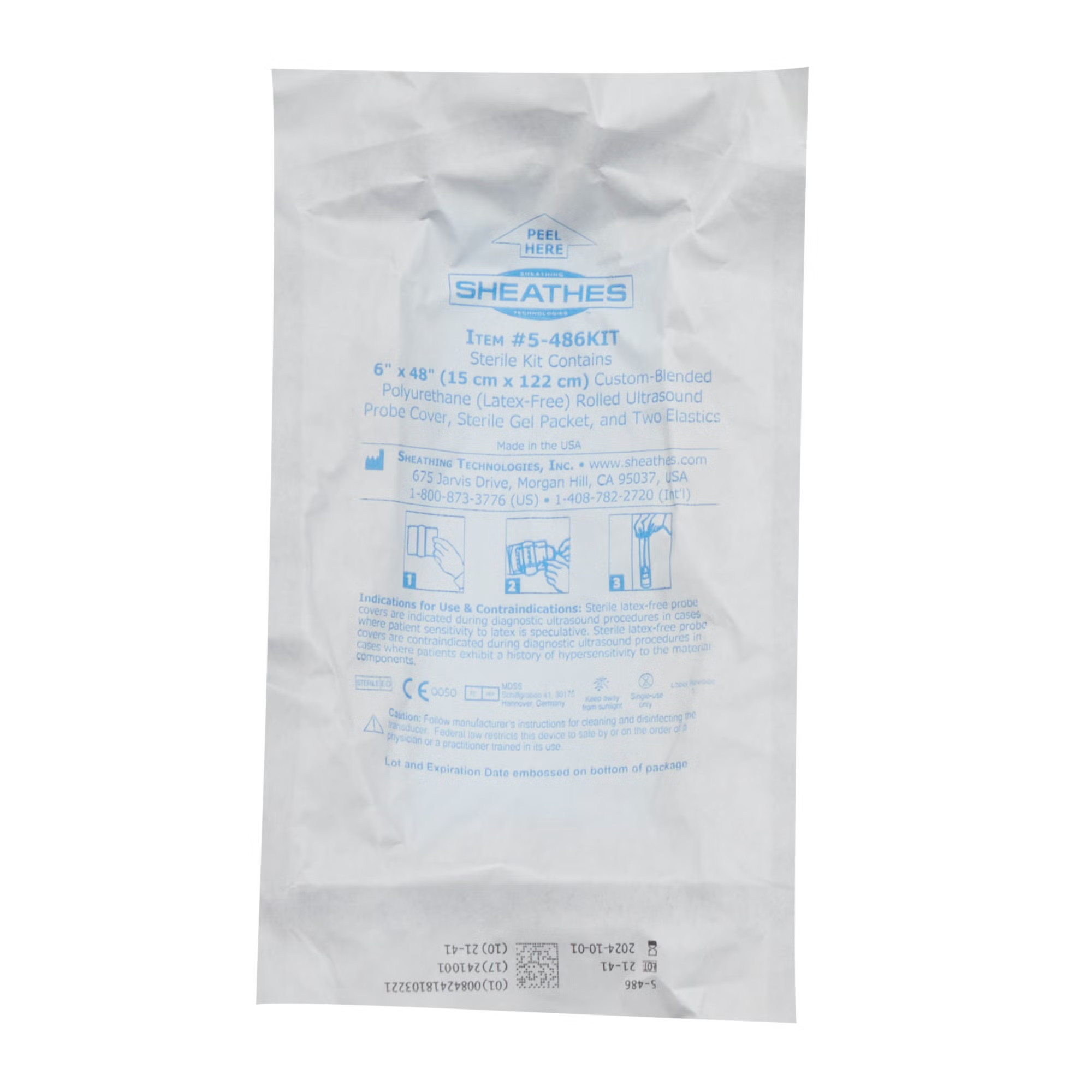 Sheathing Technologies - 5-486KIT Ultrasound Transducer Cover Kit Sheathes™ 6 X 48 Inch Non Latex Sterile Rolled
