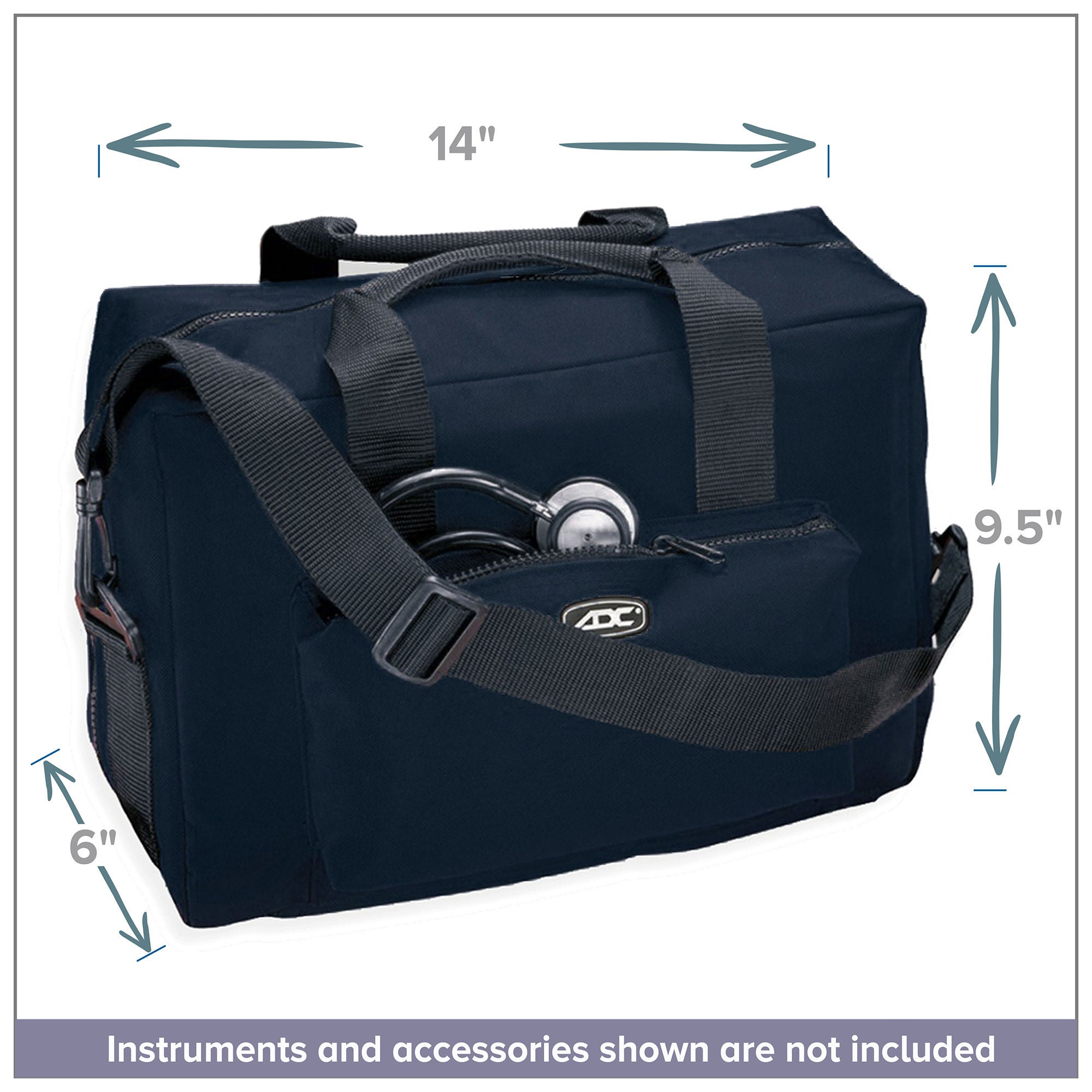 American Diagnostic Corp - 1024N Medical Bag ADC® Navy Blue Nylon 6 X 9-1/2 X 14 Inch