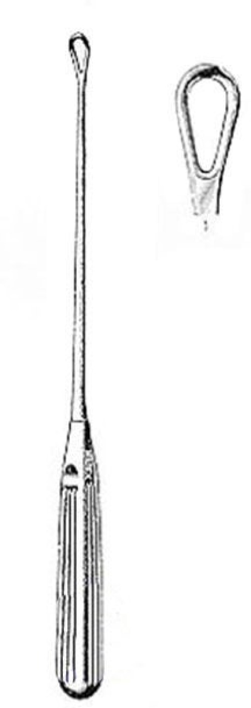 Integra Lifesciences - 30-1225-1 Uterine Curette Miltex® Thomas 11 Inch Length Hollow Handle with Grooves Size 1 Tip Blunt Loop Tip