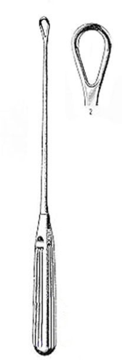 Integra Lifesciences - 30-1225-2 Uterine Curette Miltex® Thomas 11 Inch Length Hollow Handle with Grooves Size 2 Tip Blunt Loop Tip