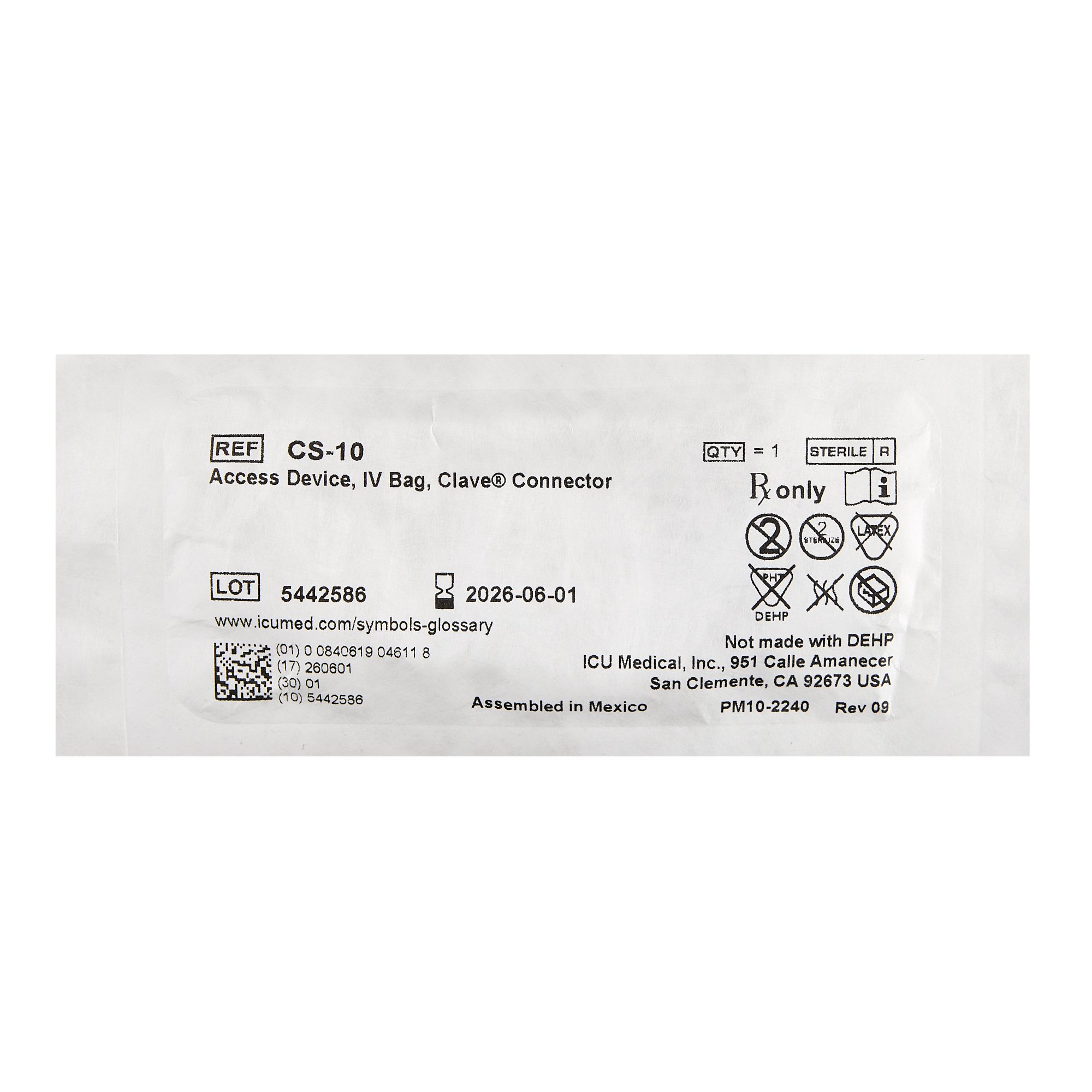 ICU Medical CS-10 - ICU Medical Connector, IV Access - 1/Each, 50/Case