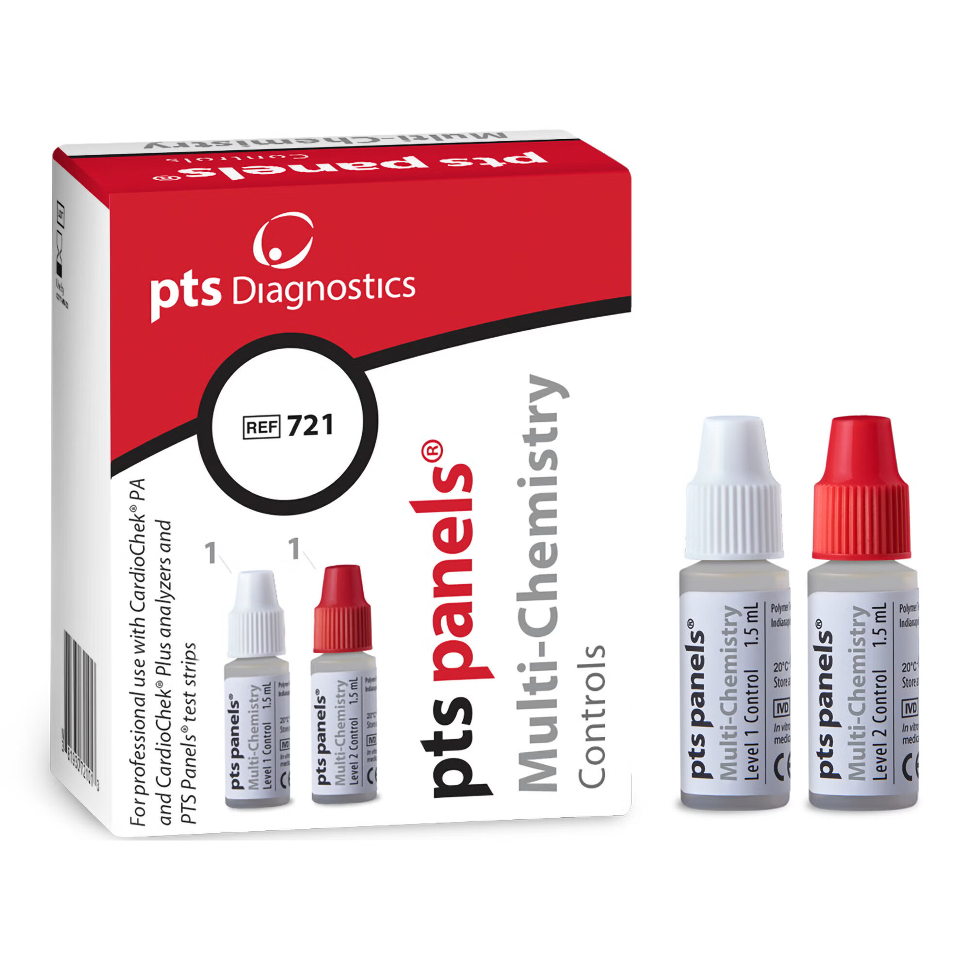 PTS Diagnostics - 721 Cardiac / Lipids / General Chemistry Control Set PTS Panels™ Multi-Chemistry Cholesterol / Triglycerides / Glucose 2 Levels 1 X 2 X 1.5 mL