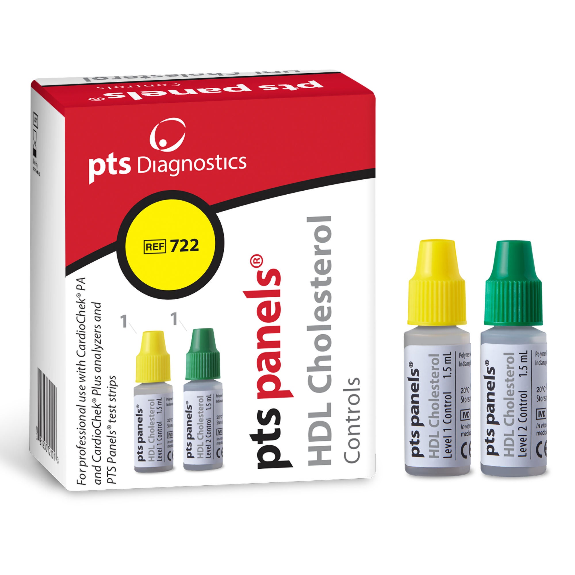 PTS Diagnostics - 722 Cardiac / Lipids / General Chemistry Control Set PTS Panels™ HDL Cholesterol Level 1, 2 2 X 1.5 mL
