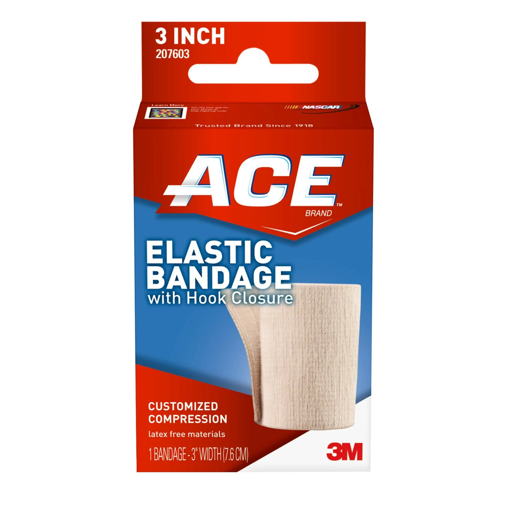 3M Company 207603 - 3M™ Ace™ Single hook-and-loop closure Elastic Bandage, 3 Inch Width - 1/Each, 72/Case