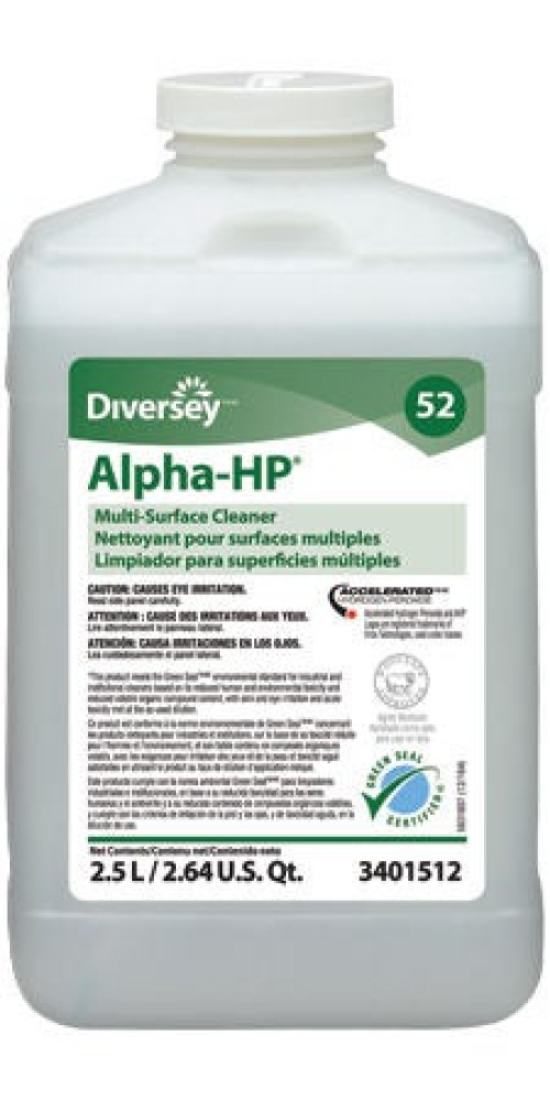 Essendant Co-United Stationers - DVS3401512 Surface Disinfectant Cleaner Diversey™ Alpha-HP® Peroxide Based J-Fill® Dispensing Systems Liquid Concentrate 2.5 Liter Bottle Citrus Scent NonSterile