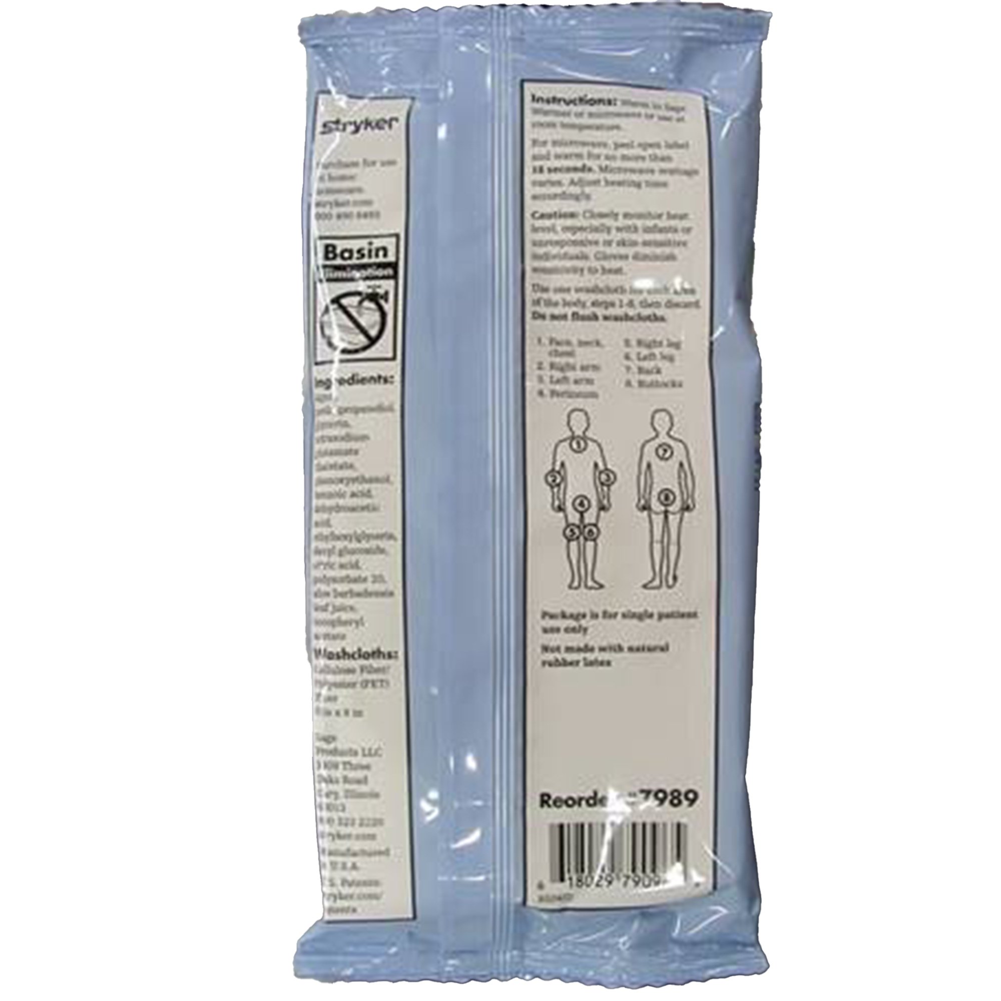 Sage Products 7989 - Sage® Rinse-Free Bath Wipe - 8/Pack, 704/Case
