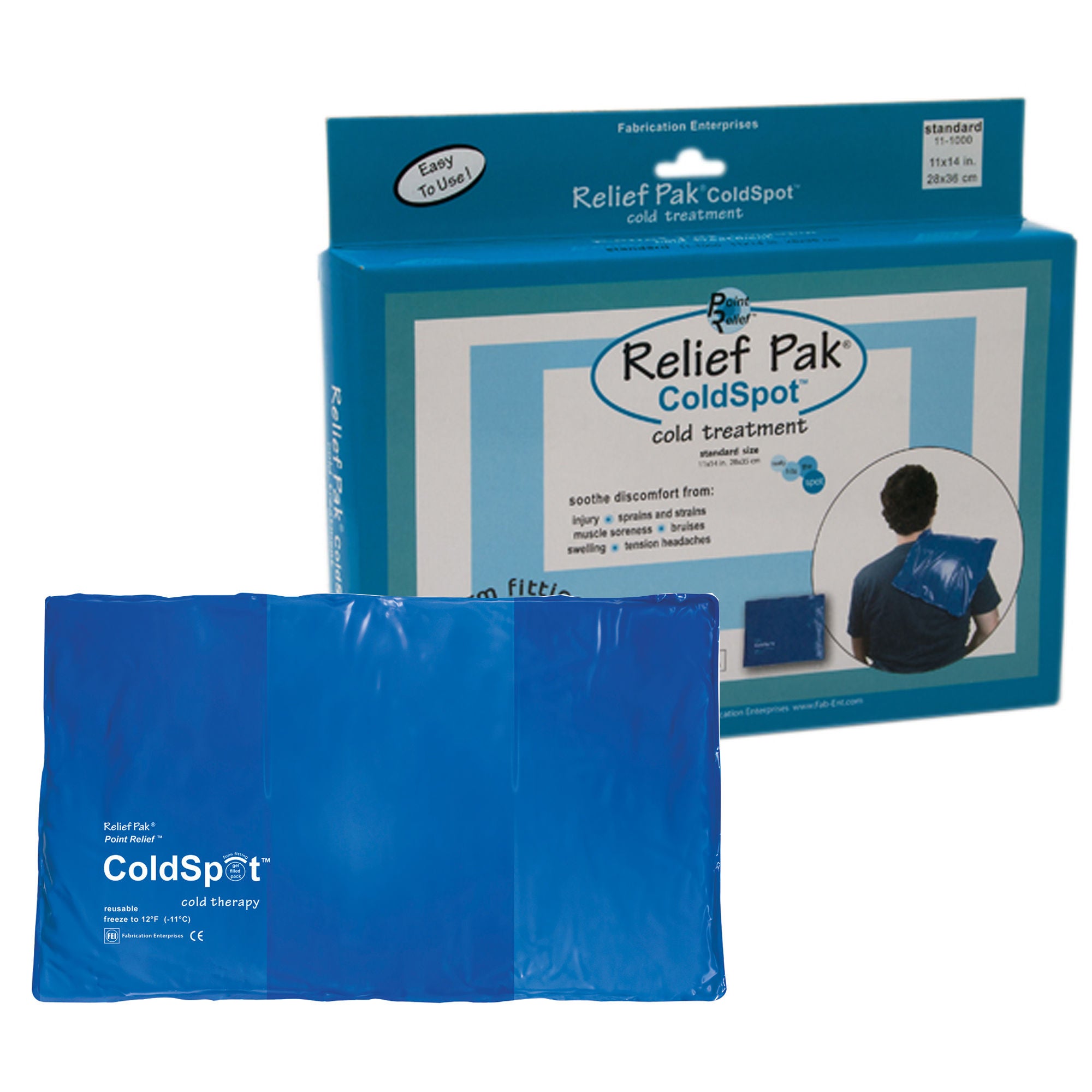 Fabrication Enterprises - 11-1002 Cold Pack Relief Pak® ColdSpot™ General Purpose Oversize 11 X 21 Inch Vinyl / Gel Reusable