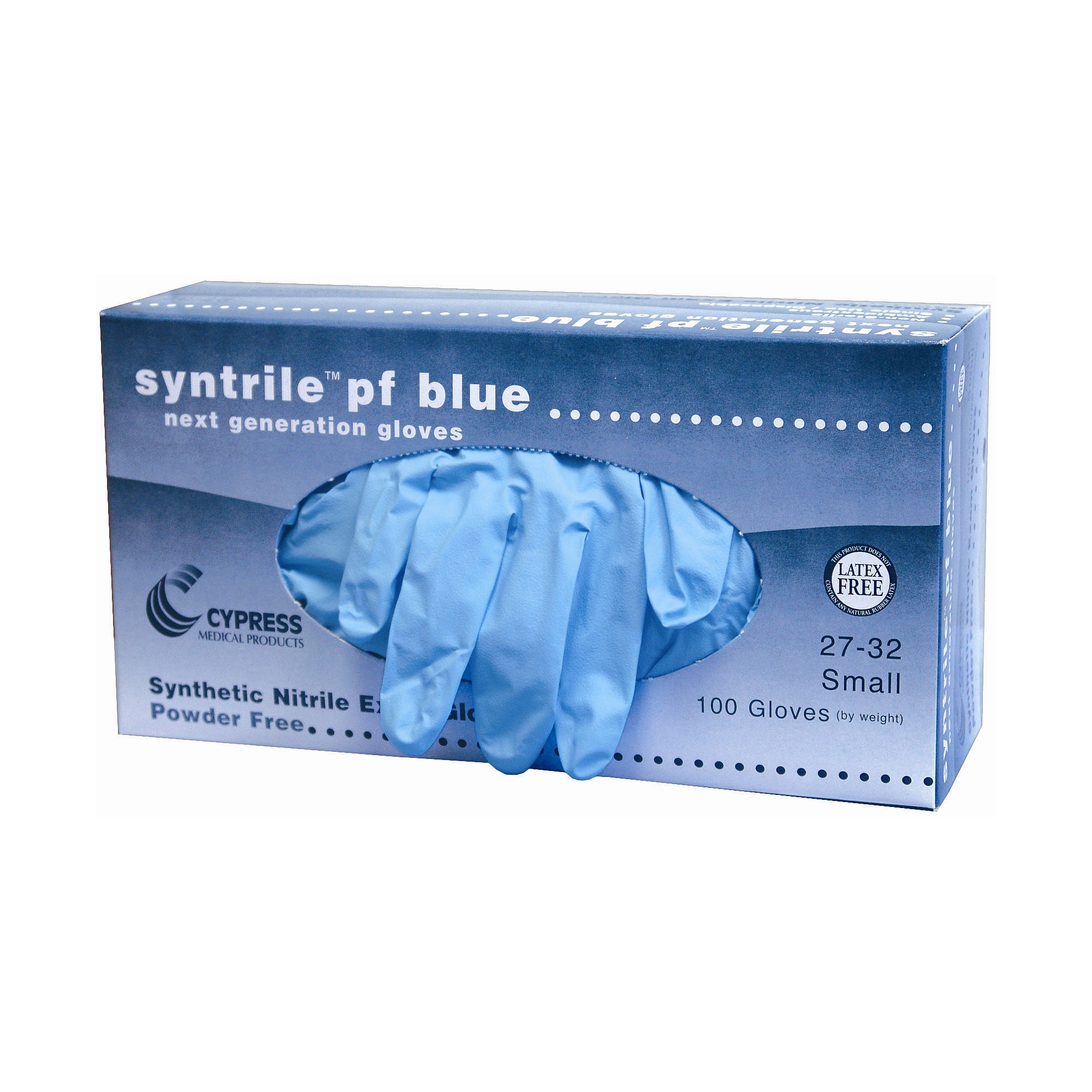 McKesson Brand - 27-32 Exam Glove Syntrile® pf Small 100 per Box NonSterile Nitrile Standard Cuff Length Fully Textured Blue Not Rated