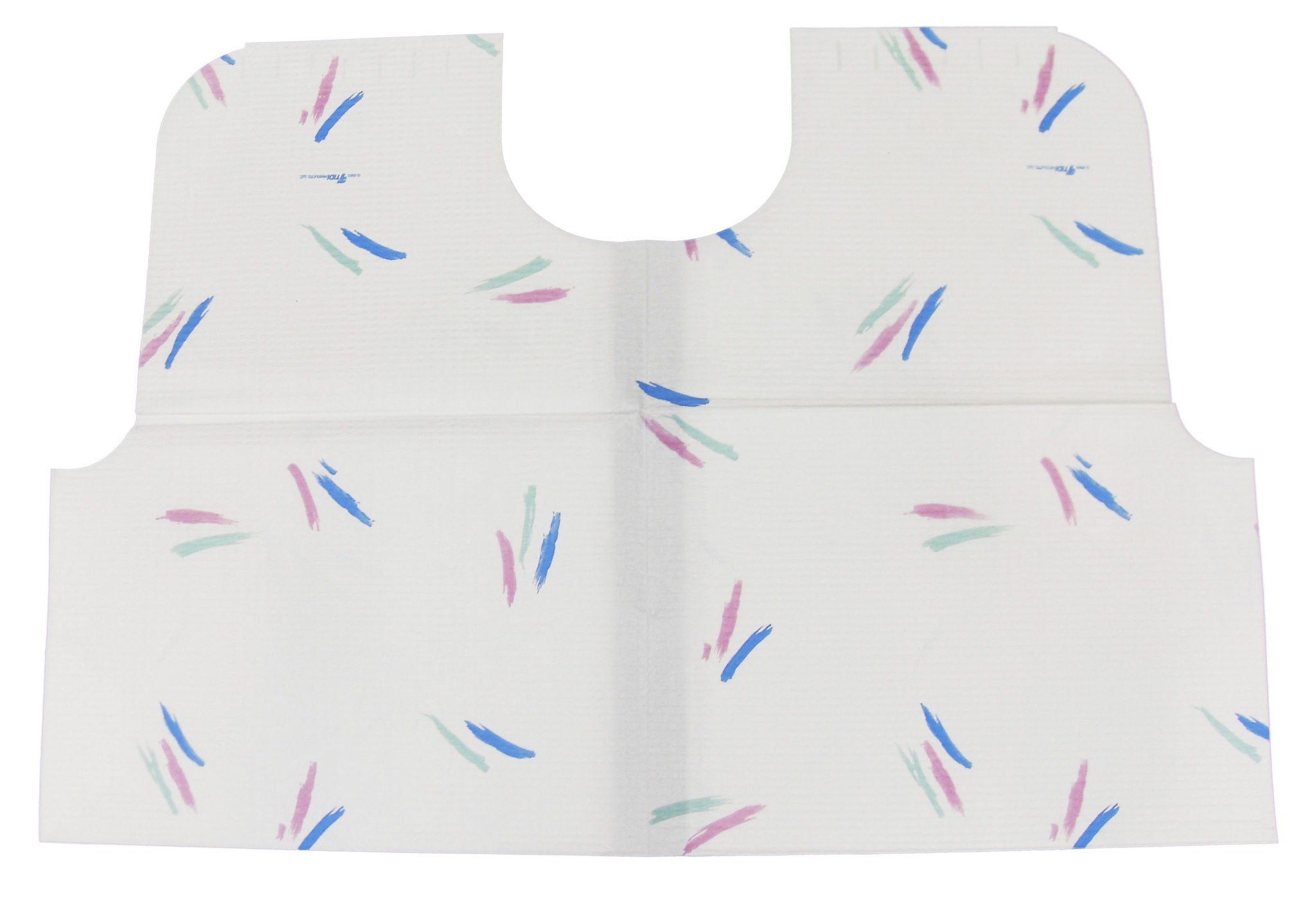 McKesson Brand - 18-910555 Exam Cape McKesson Mauve / Green / Blue Print One Size Fits Most Front / Back Opening Without Closure Unisex Disposable