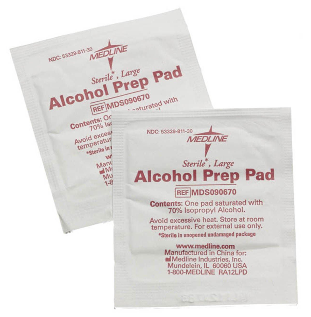 Medline - MDS090735 Alcohol Prep Pad Medline 70% Strength Isopropyl Alcohol Individual Packet Medium Sterile