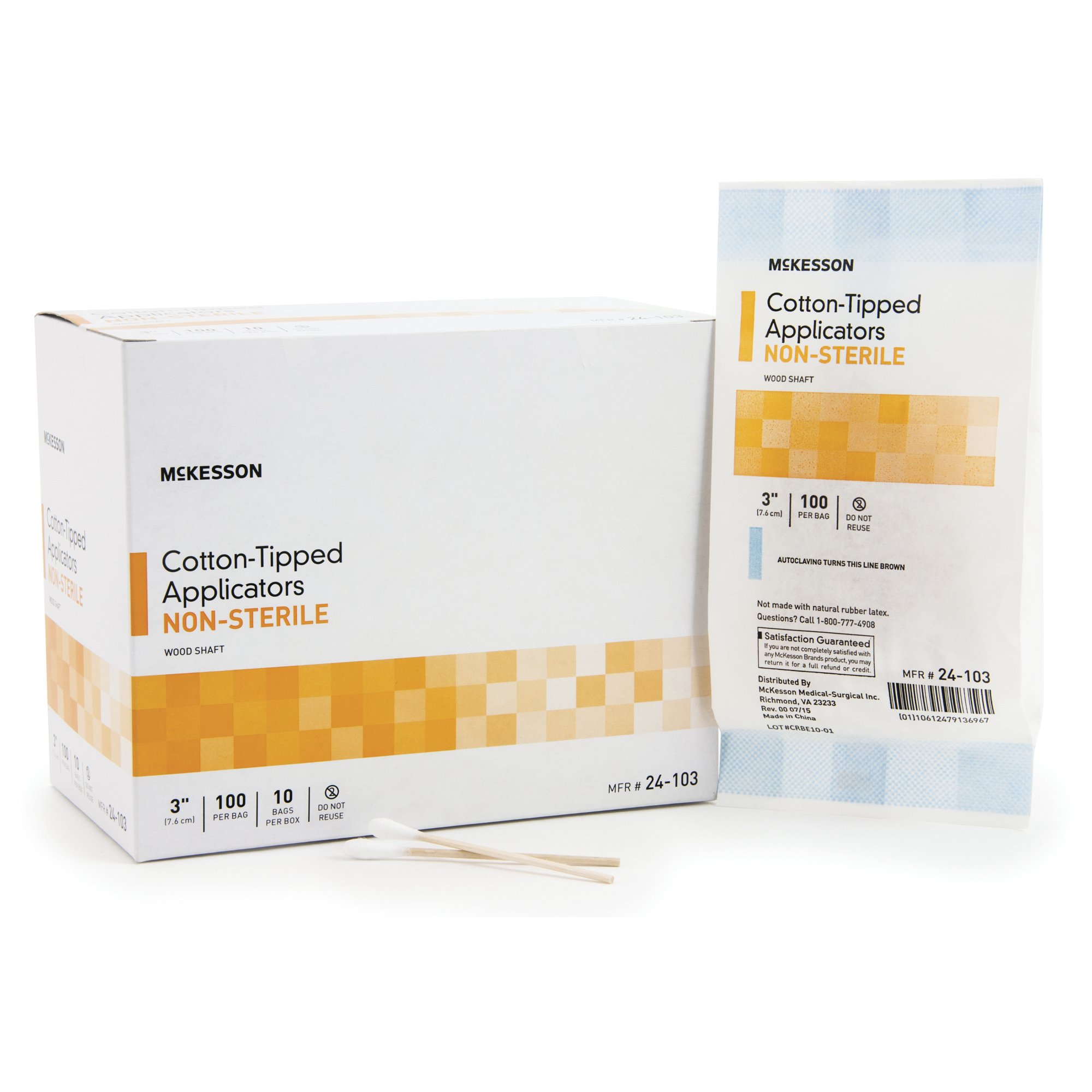 McKesson Brand - 24-103 McKesson Nonsterile Cotton-Tip Swabsticks
