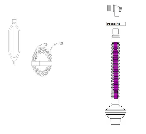 Ambu - DF370-6121Z Anesthesia Breathing Circuit Universal Flex2® Coaxial Tube 72 Inch Tube Single Limb Adult 3 Liter Bag Single Patient Use