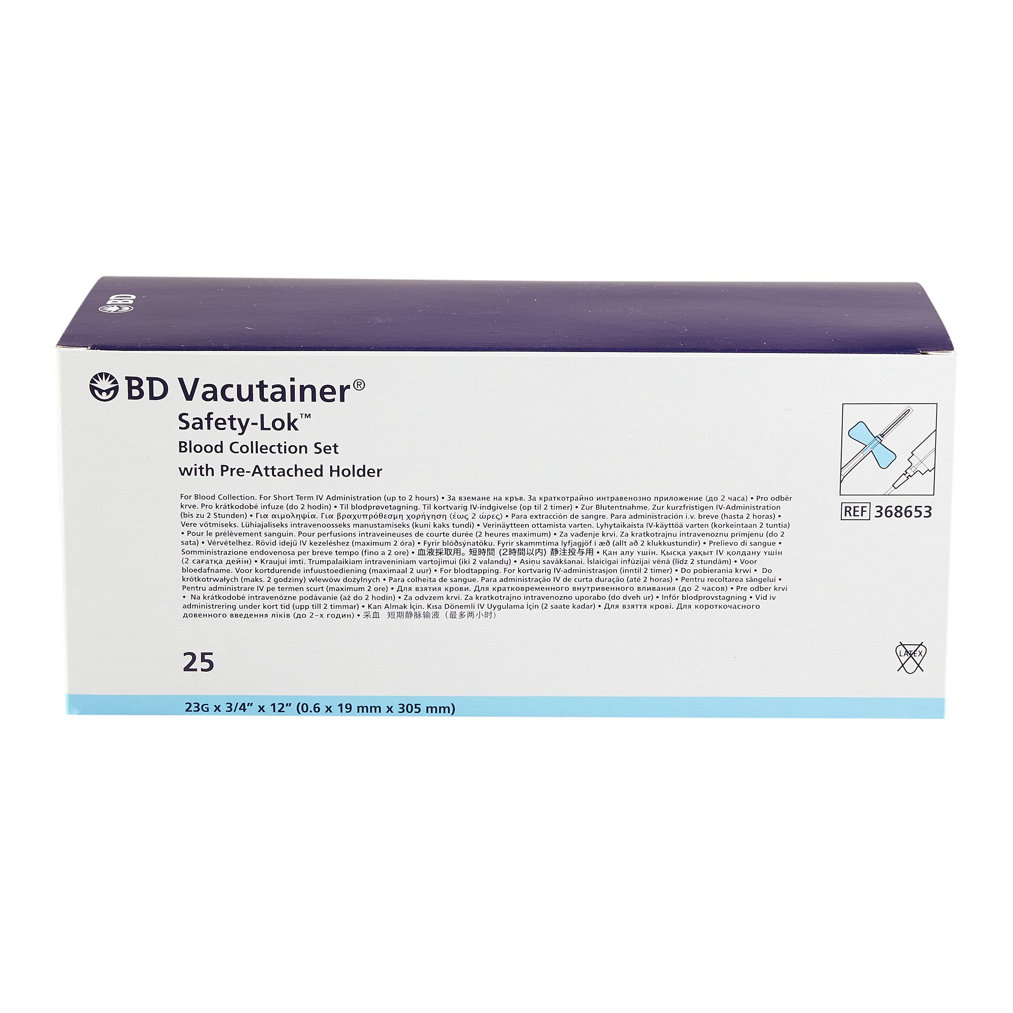 BD - 368653 BD Vacutainer® Safety-Lok™ Blood Collection Set w/ Holder 23 GA ¾" needle length