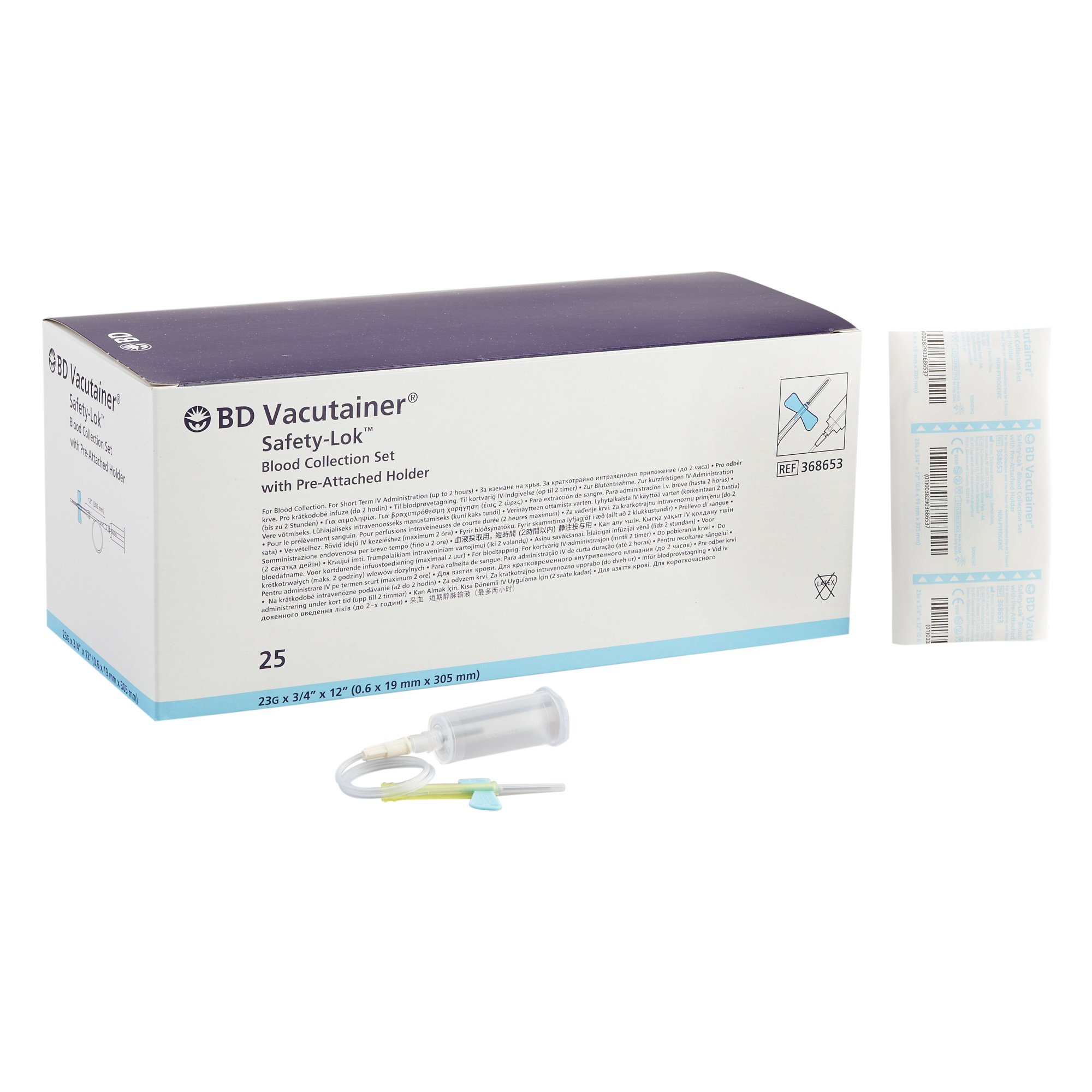BD - 368653 BD Vacutainer® Safety-Lok™ Blood Collection Set w/ Holder 23 GA ¾" needle length