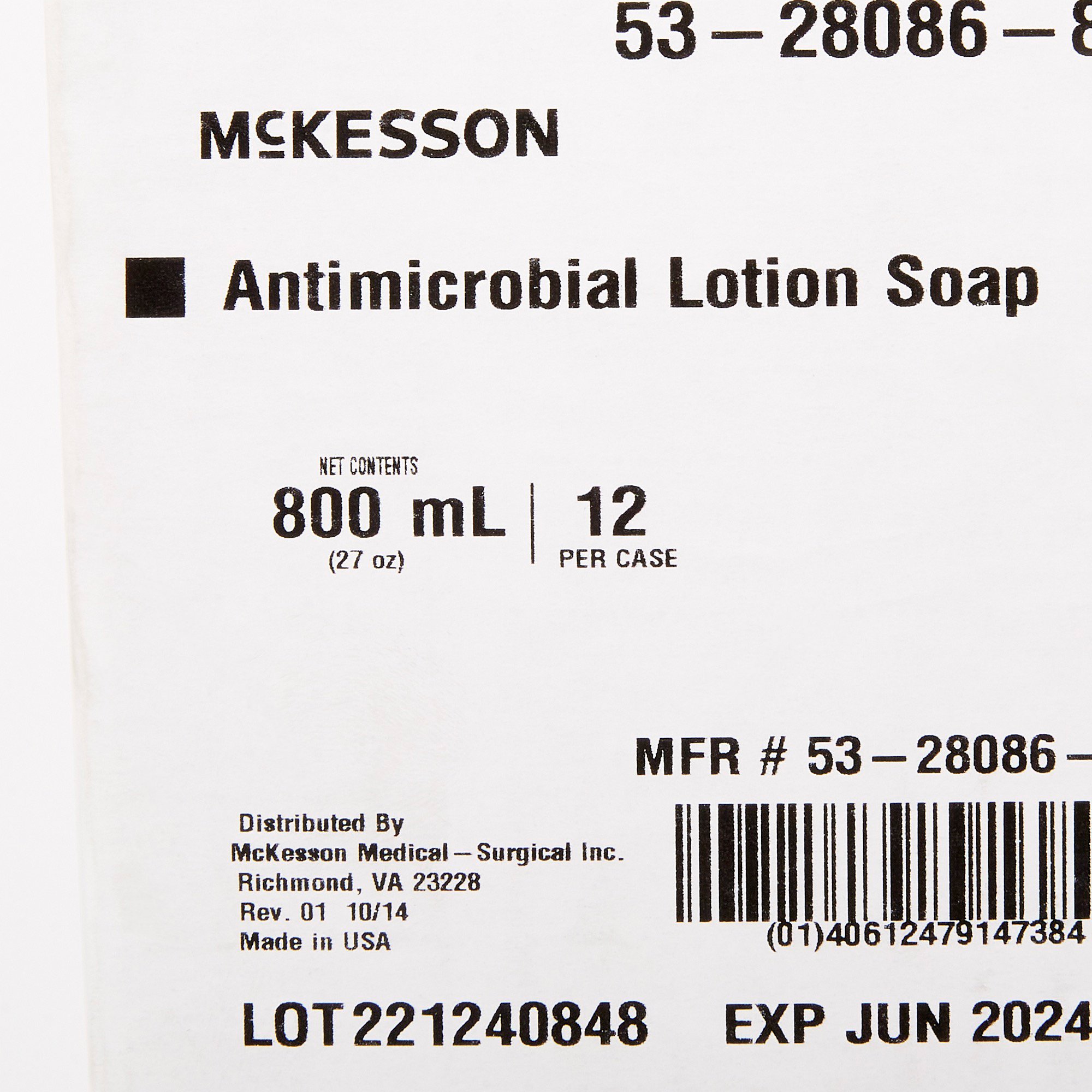 McKesson Brand 53-28086-800 - McKesson Antimicrobial Lotion Soap, Herbal Scent, 800 mL, Dispenser Refill Bag - 1/Case