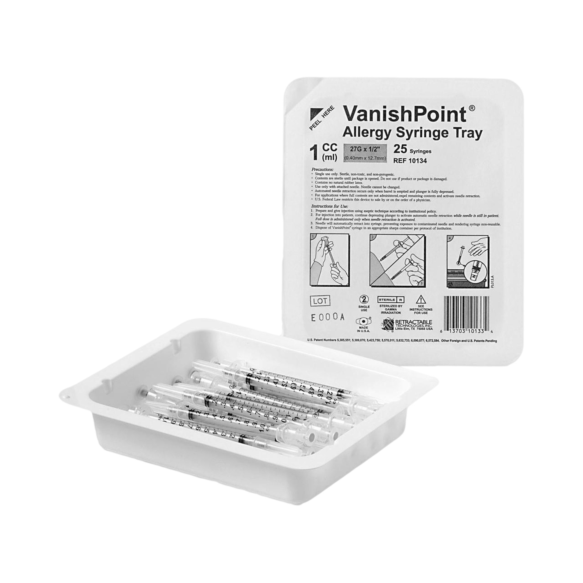 Retractable Technologies - 10134 VanishPoint® Safety Allergy Tray