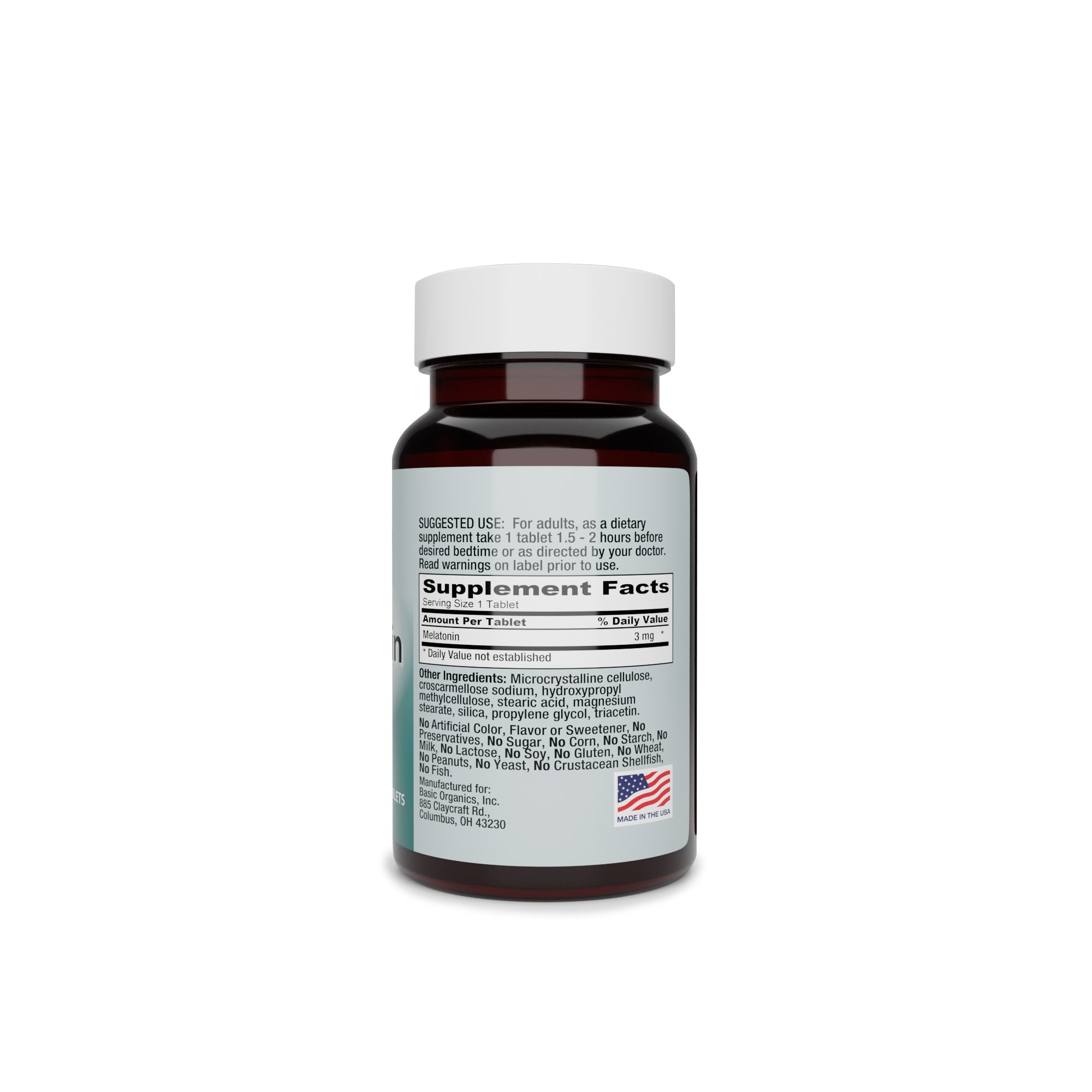 Basic Organics Inc 05445821360 - Basic Organics Melatonin Natural Sleep Aid - 1/Bottle