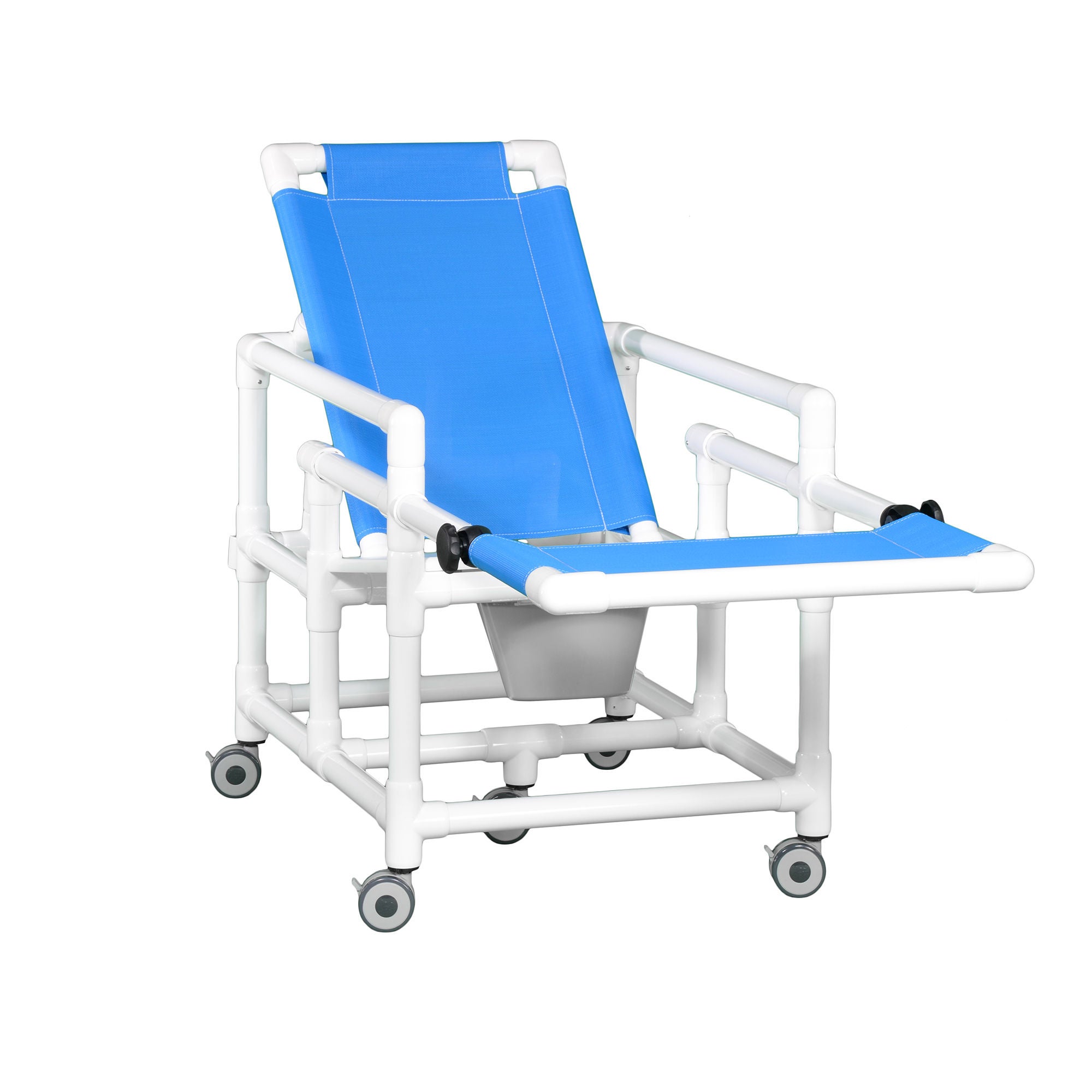 IPU - SCC250RCFS Commode / Shower Chair ipu® Fixed Arms PVC Frame Reclining Backrest 21-1/2 Inch Seat Width 300 lbs. Weight Capacity