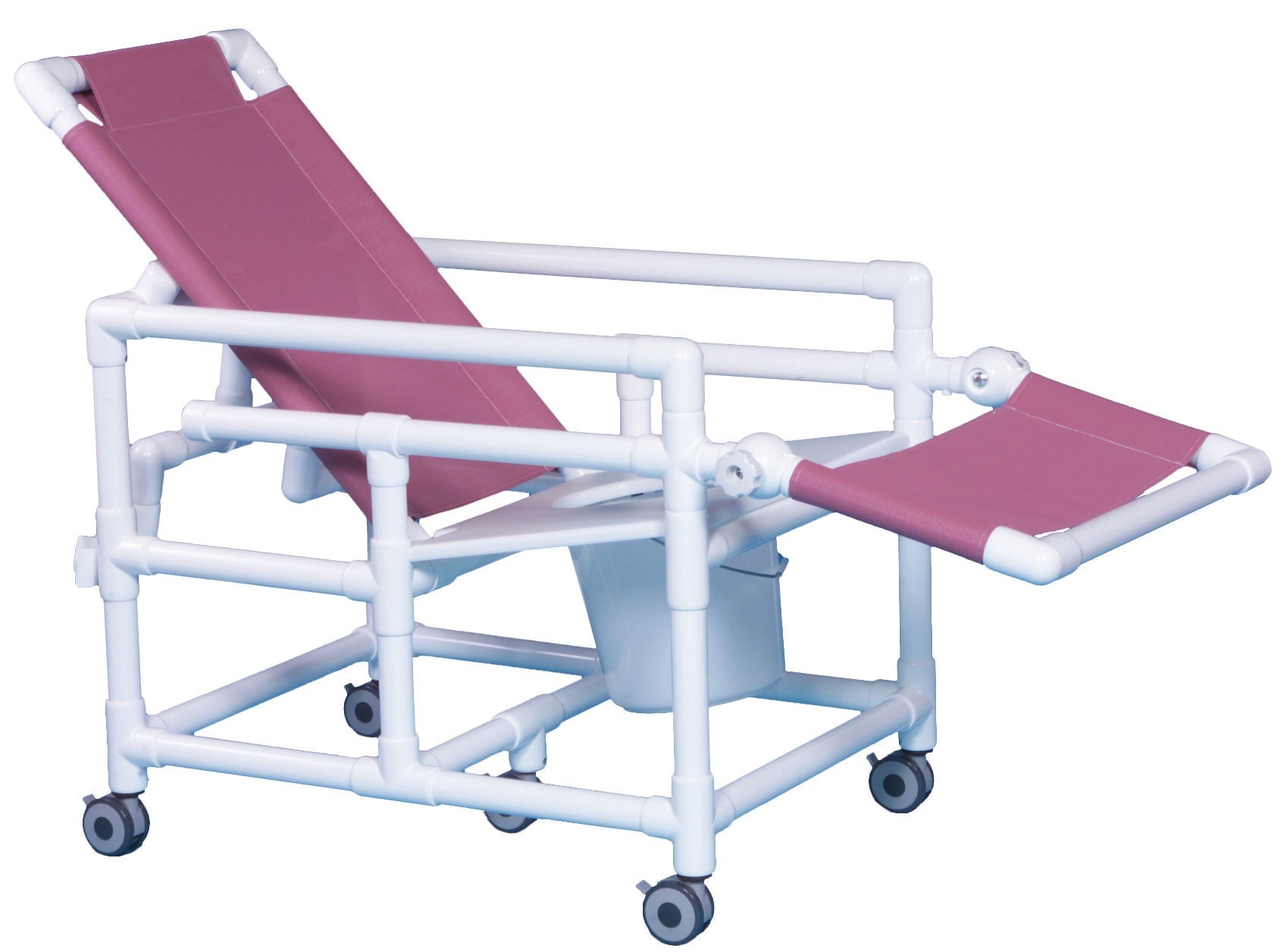IPU - SCC250RCFS Commode / Shower Chair ipu® Fixed Arms PVC Frame Reclining Backrest 21-1/2 Inch Seat Width 300 lbs. Weight Capacity