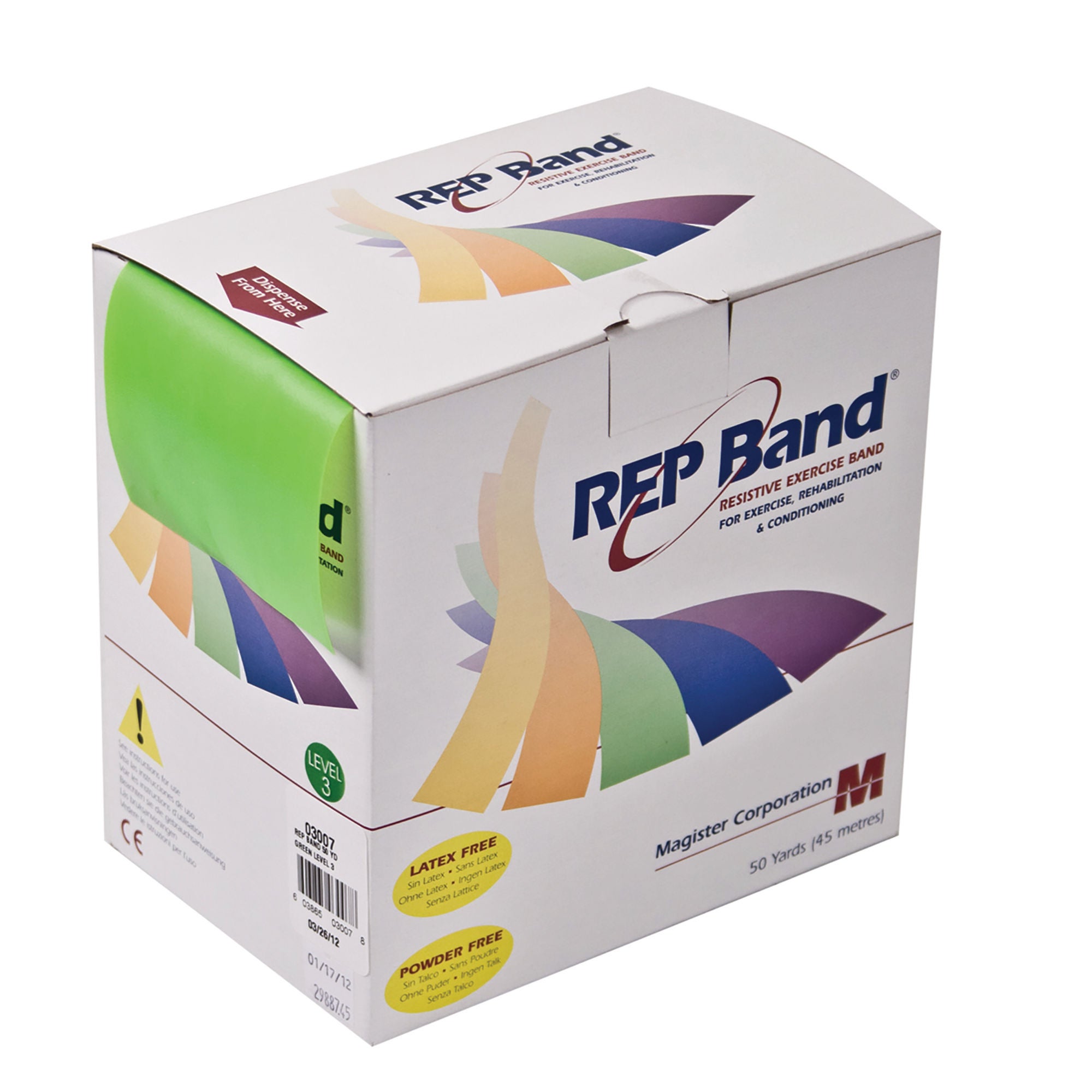 Fabrication Enterprises - 10-1091 Exercise Resistance Band REP Band® Lime 4 Inch X 50 Yard Medium Resistance