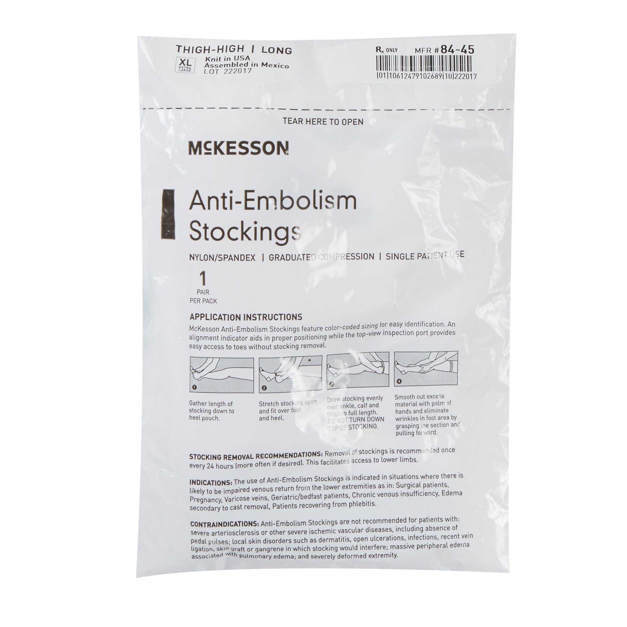 McKesson Brand - 84-45 Anti-embolism Stocking McKesson Thigh High X-Large / Long White Inspection Toe